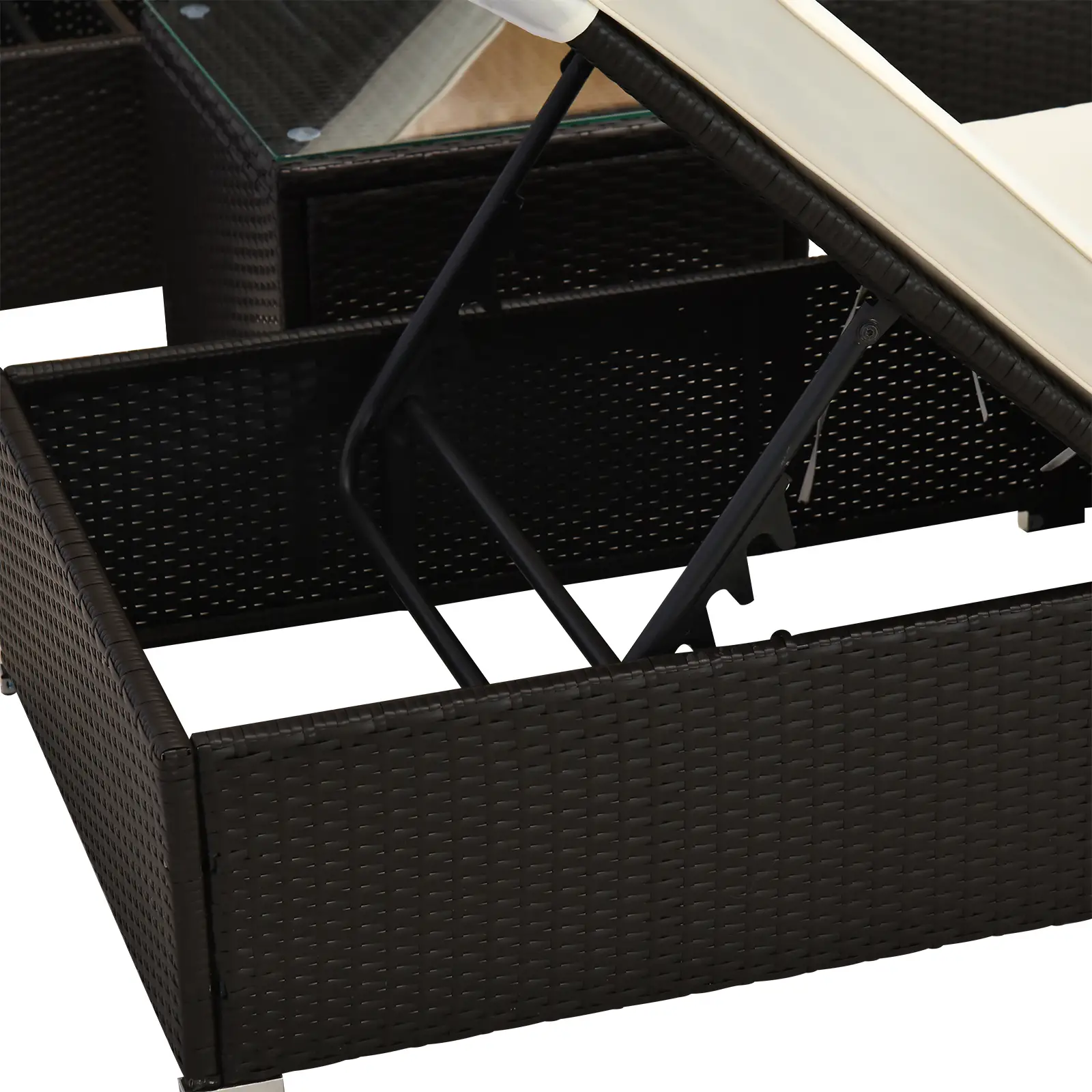 3pc Rattan Lounge Chair Set, Side Table, Outdoor Patio, Cushion - Image 9