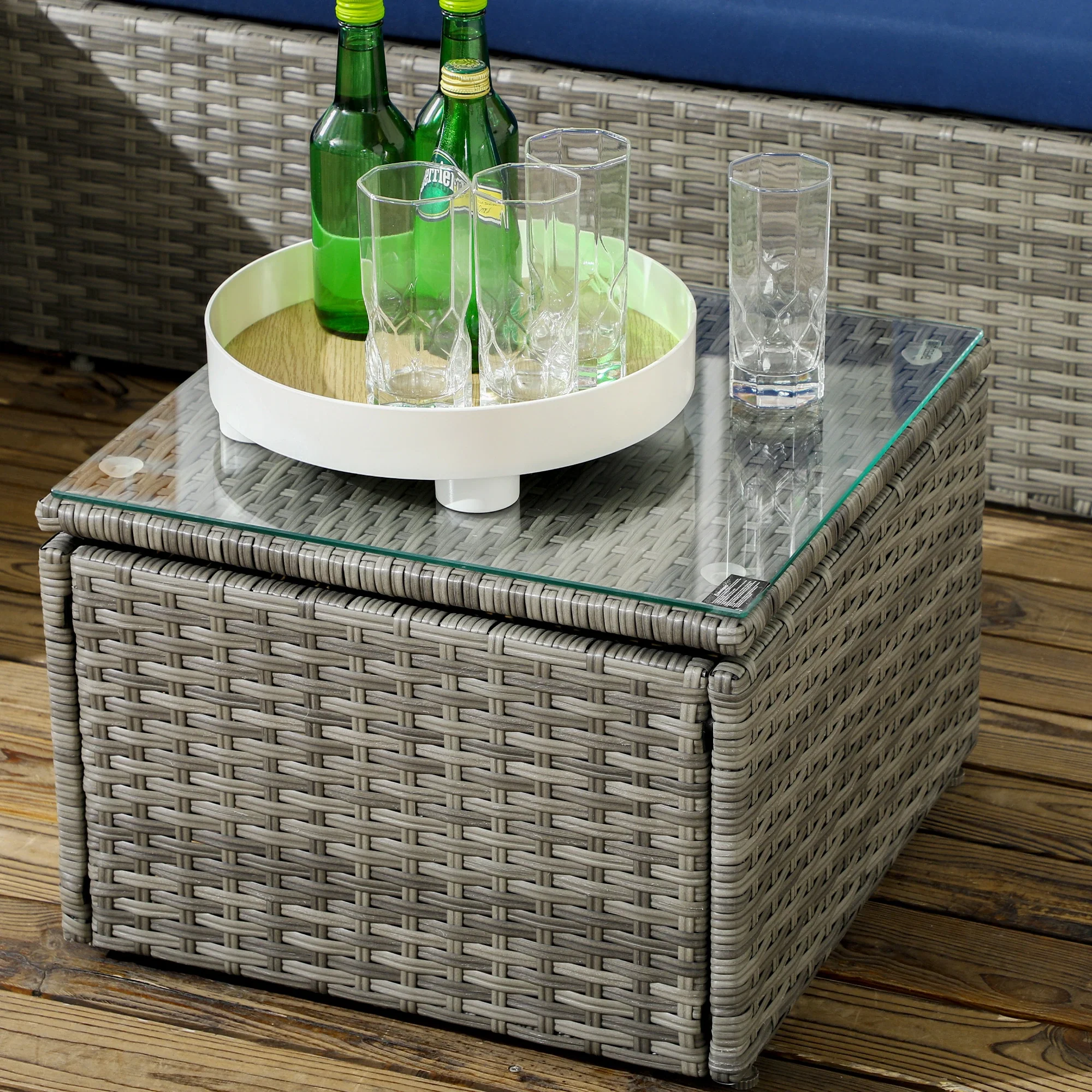 3pcs Modern Rattan Sofa Set, Wicker Patio Furniture, Coffee Table - Image 8