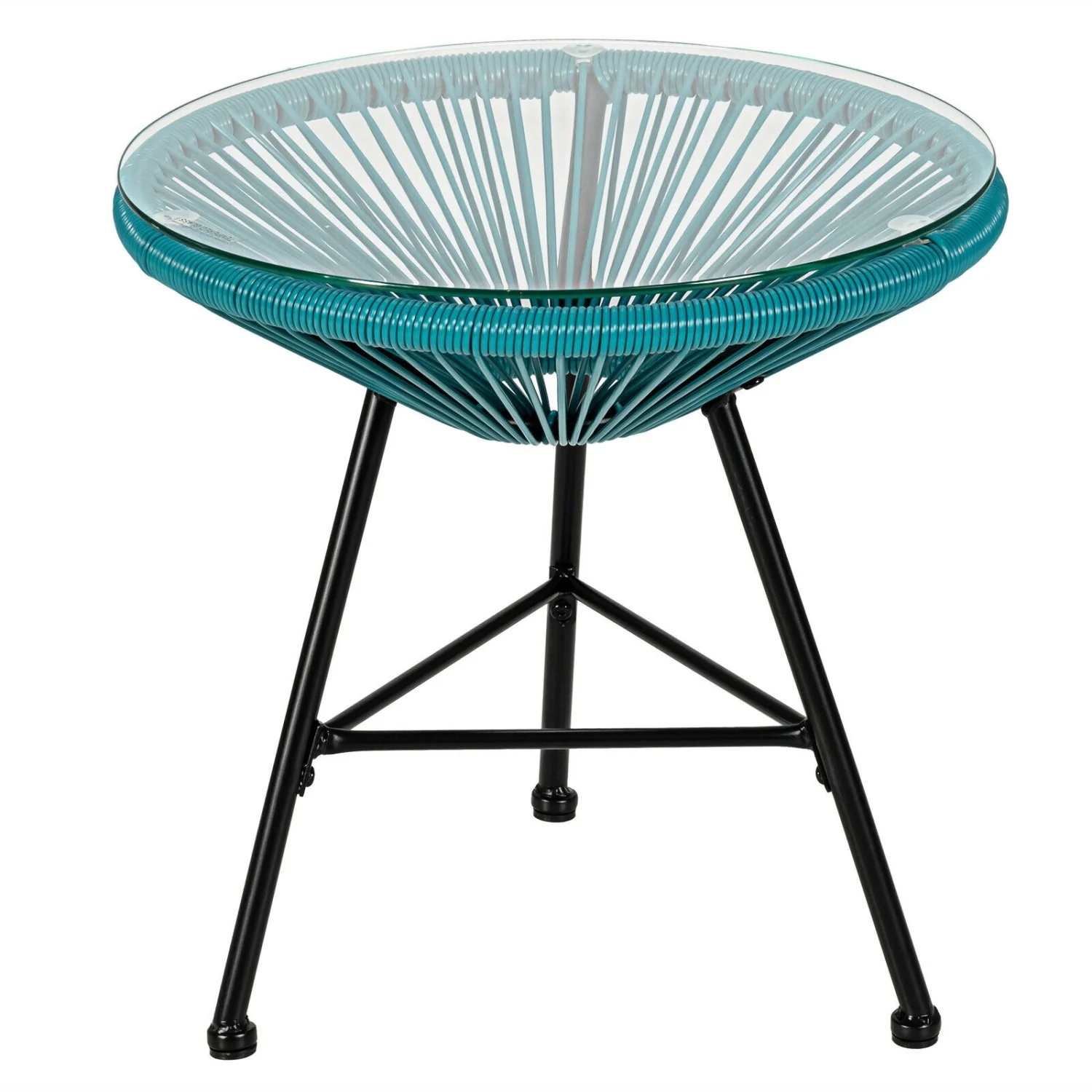 3PCS Patio Acapulco Bistro Set, Glass Table, Turquoise - Image 5