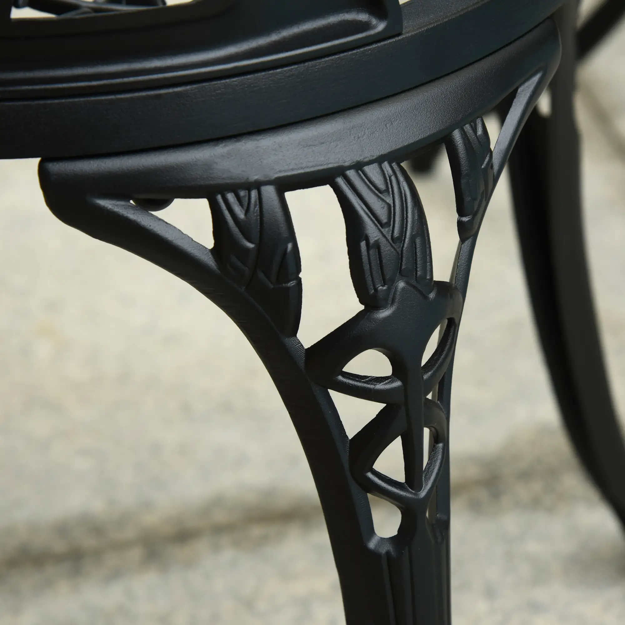 3PCs Patio Bistro Set, Outdoor Cast Aluminum Table and Chairs, Black - Image 10
