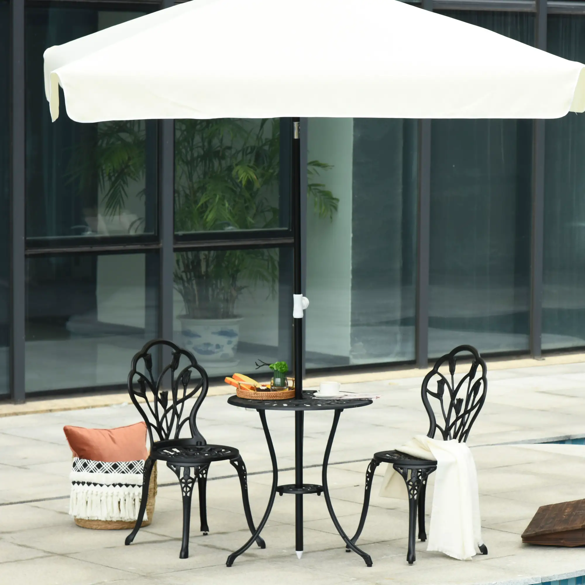 3PCs Patio Bistro Set, Outdoor Cast Aluminum Table and Chairs, Black - Image 8