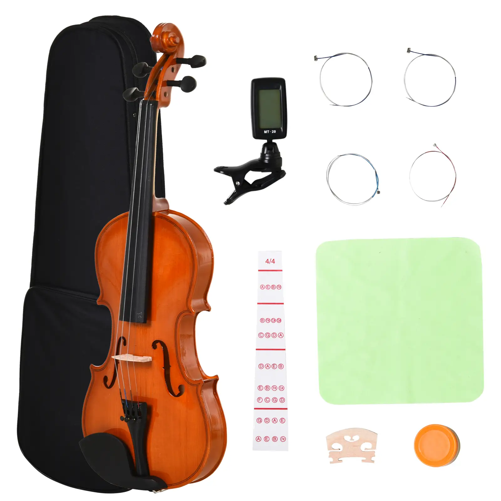 4/4 Violin, Maple Wood, Full Accessories Set, Storage Box, Orange - Image 11