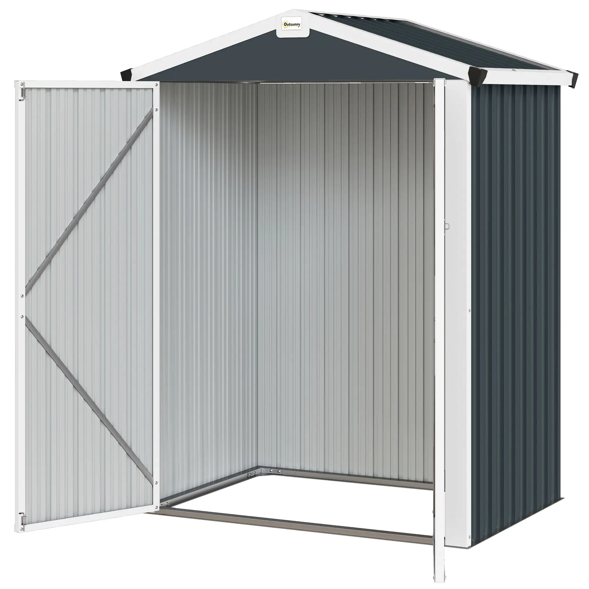 4.4' x 3' Metal Garden Shed, Outdoor Storage With Double Doors