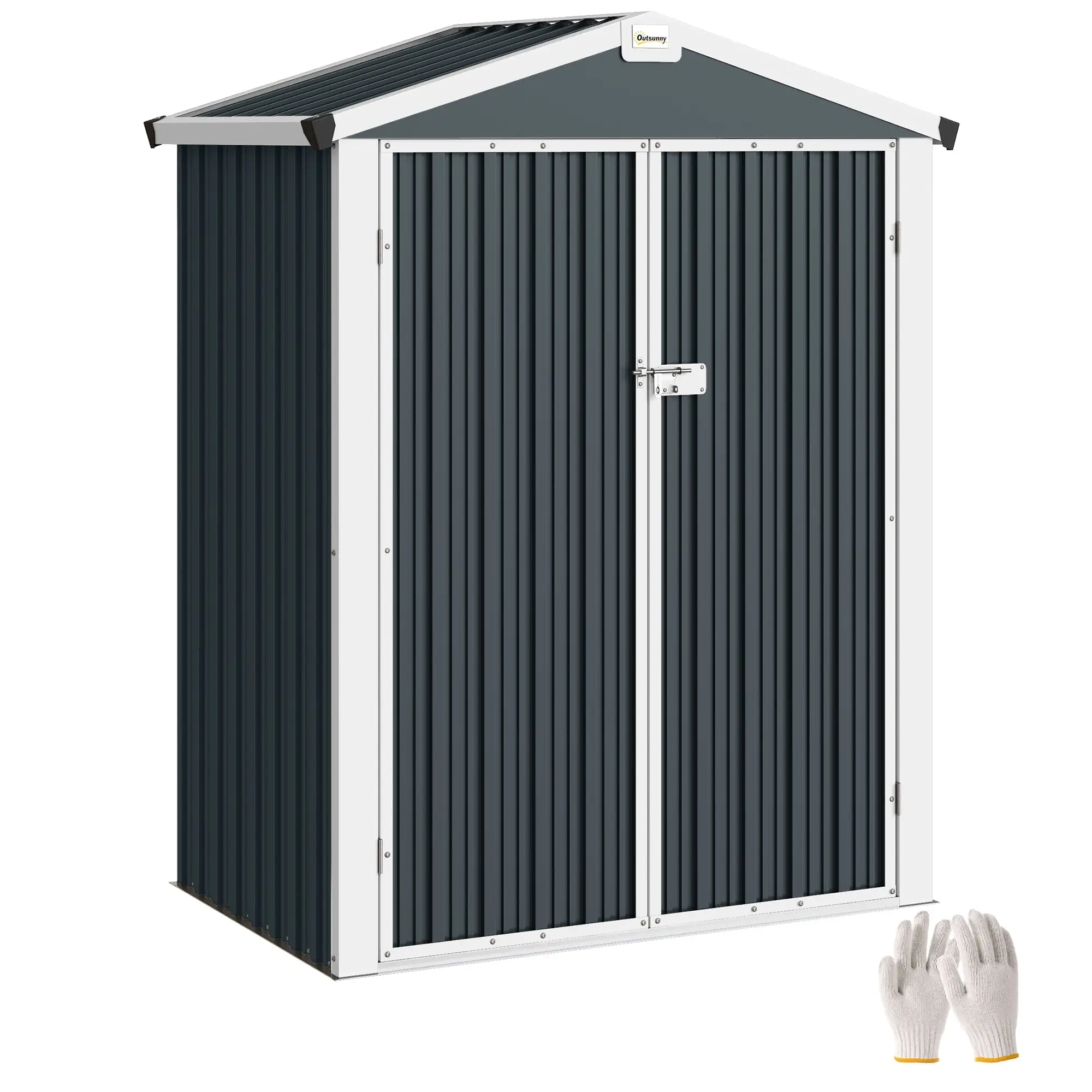 4.4' x 3' Metal Garden Shed, Outdoor Storage With Double Doors - Image 11