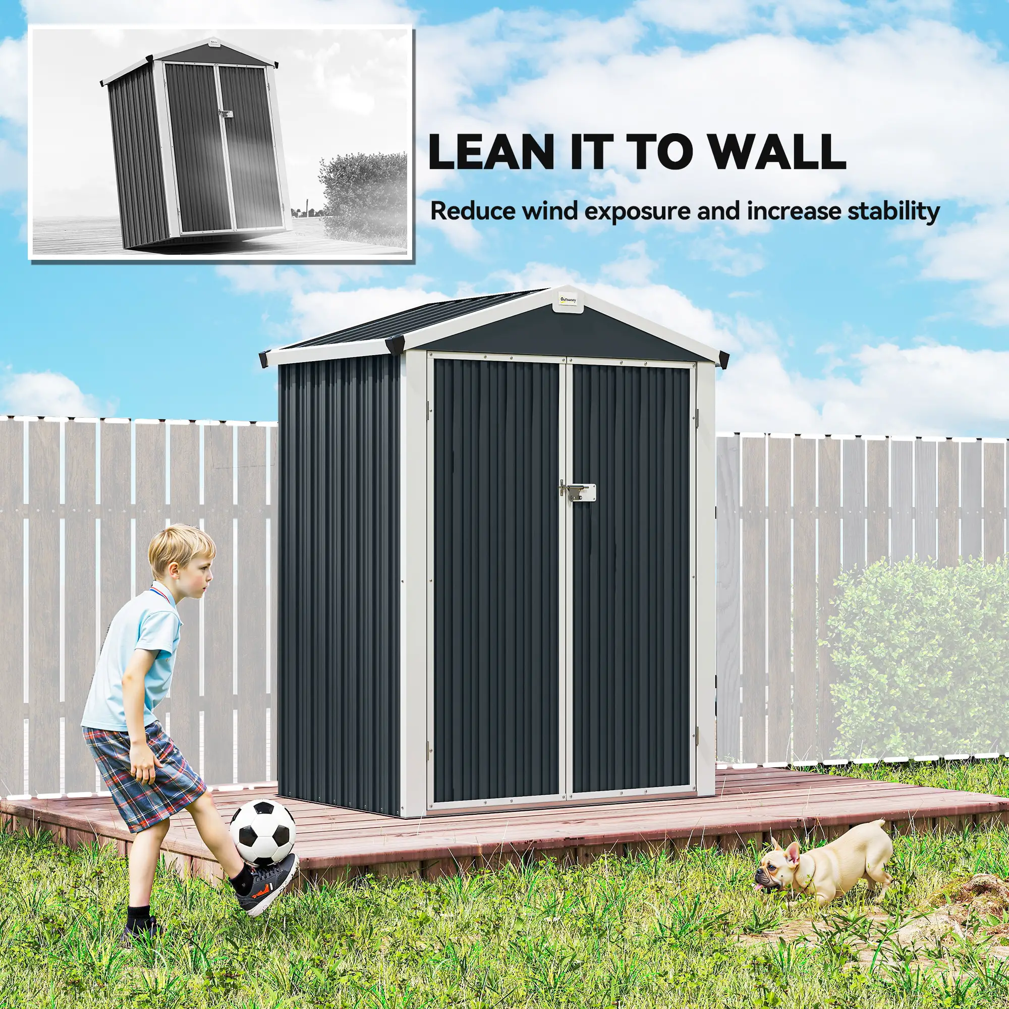 4.4' x 3' Metal Garden Shed, Outdoor Storage With Double Doors - Image 6