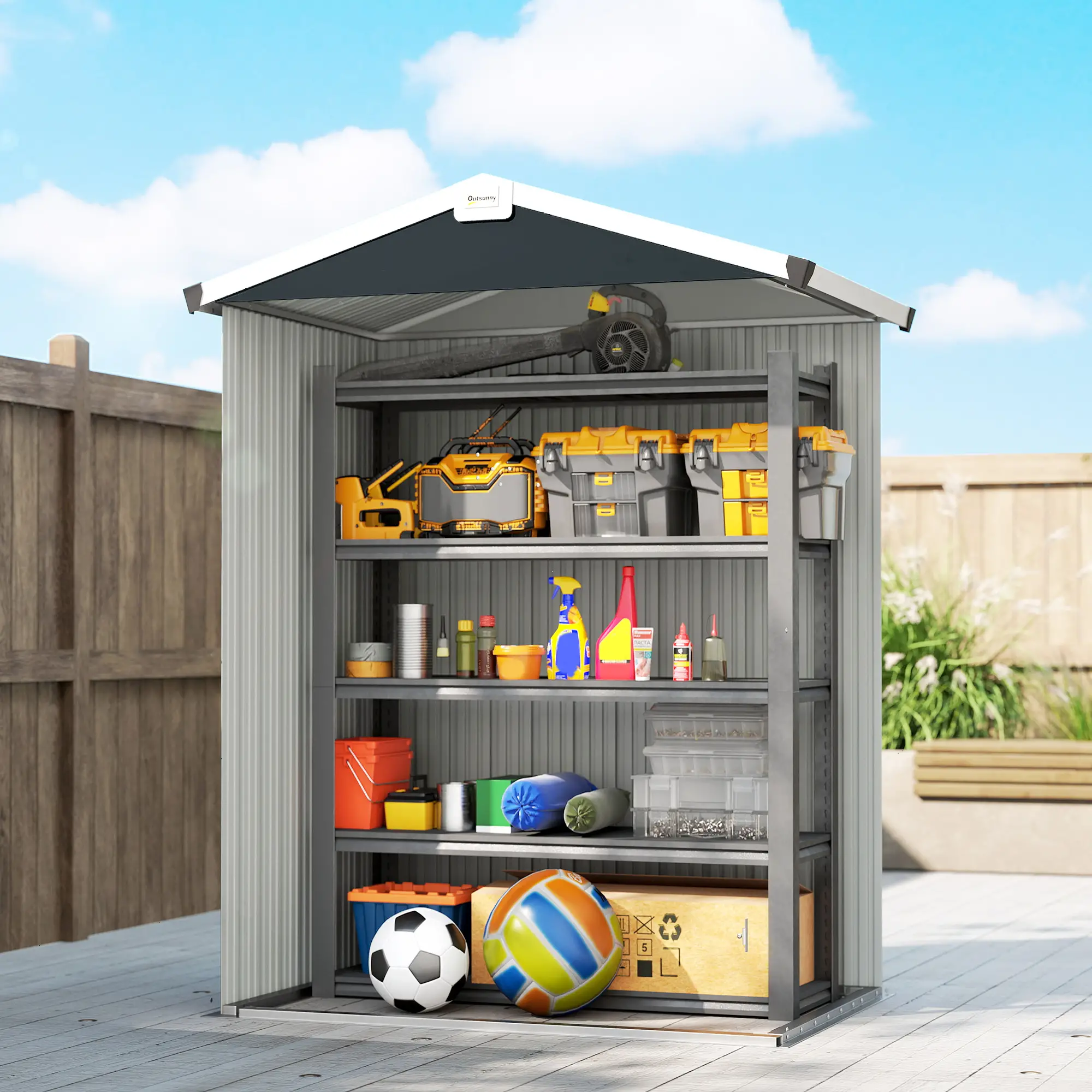 4.4' x 3' Metal Garden Shed, Outdoor Storage With Double Doors - Image 9