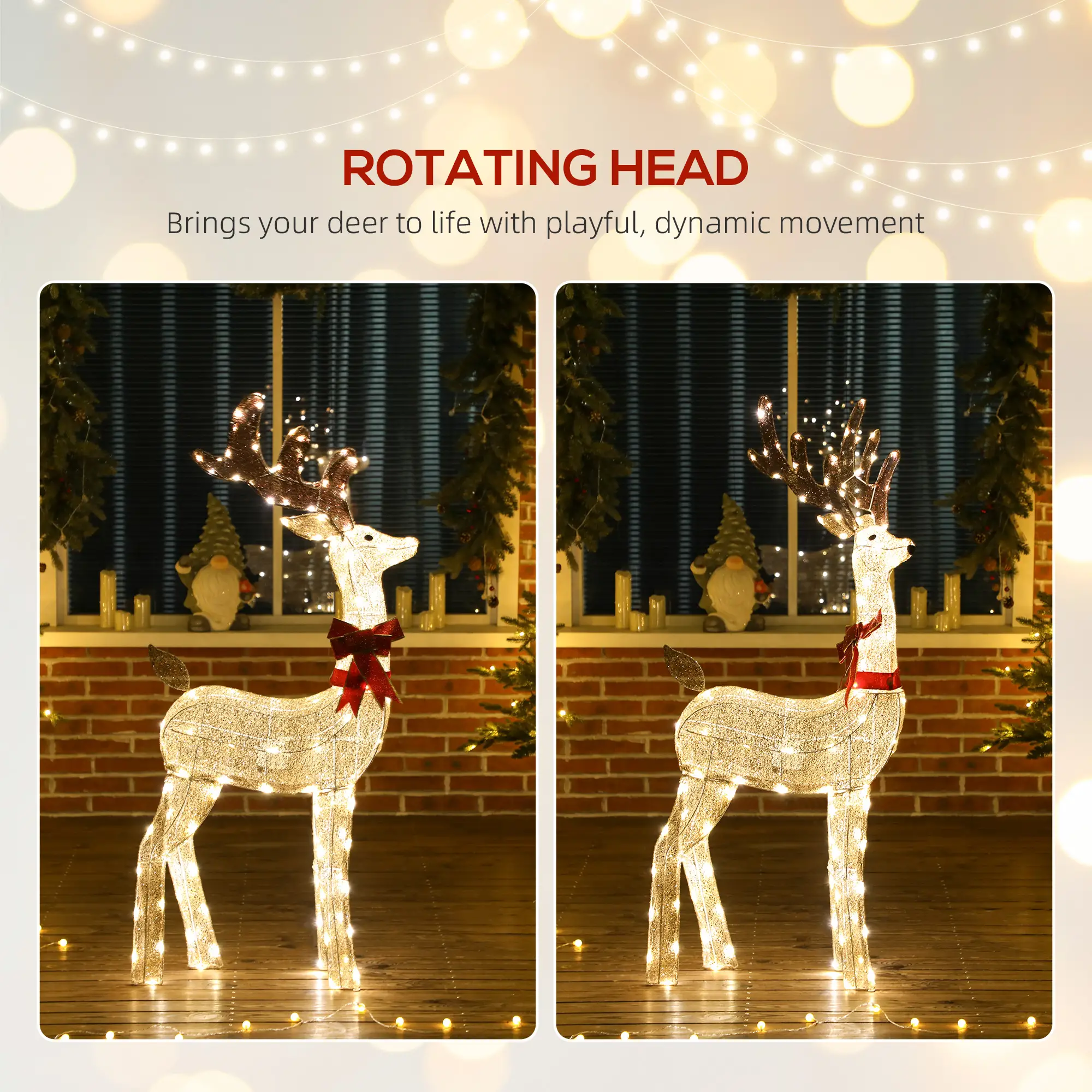 4.4FT Lighted Christmas Deer, Rotating Head, 123 LED Lights, Outdoor Waterproof - Image 6