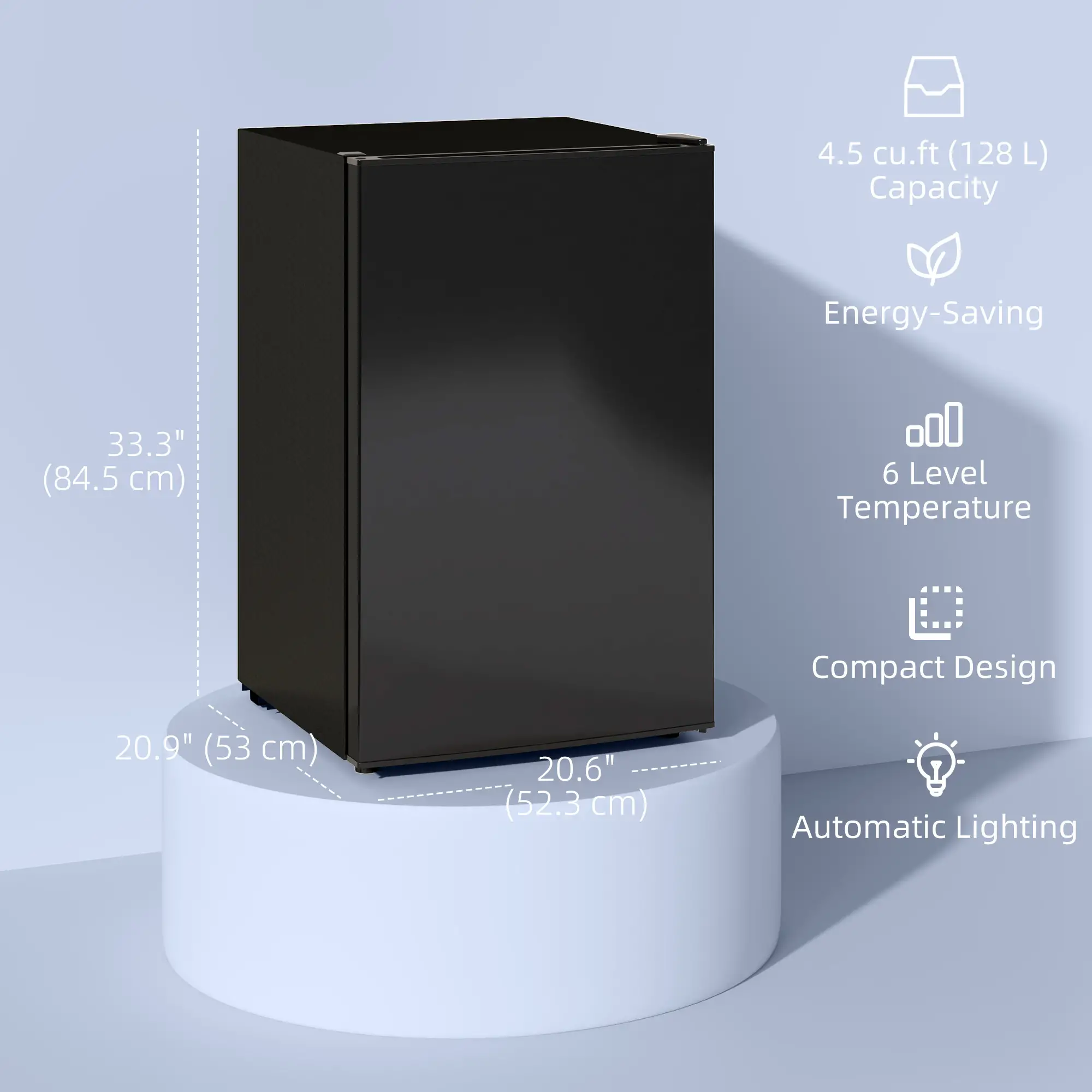 4.5 Cu Ft Mini Fridge with Freezer, Wheels, Adjustable Thermostat, Black - Image 5