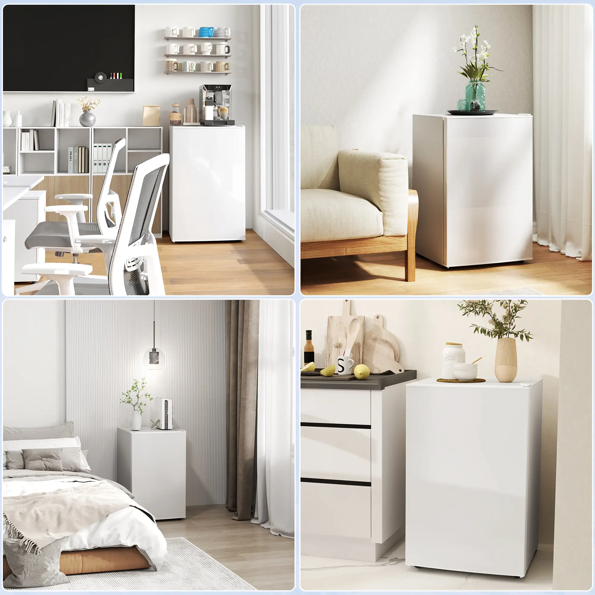 4.5 Cu Ft Mini Fridge with Freezer, Wheels, Adjustable Thermostat, White - Image 10