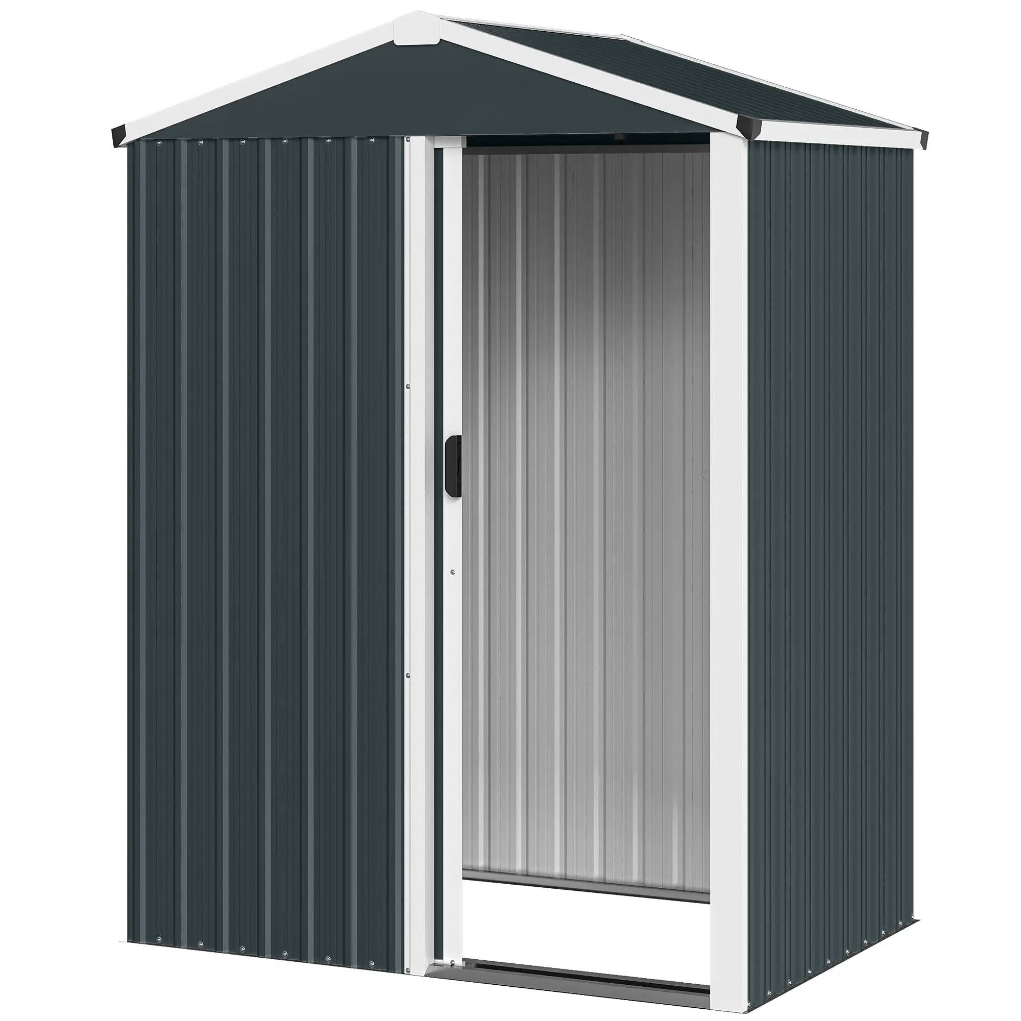 4.5 x 3ft Metal Garden Shed, Waterproof, Lockable Door, Dark Grey