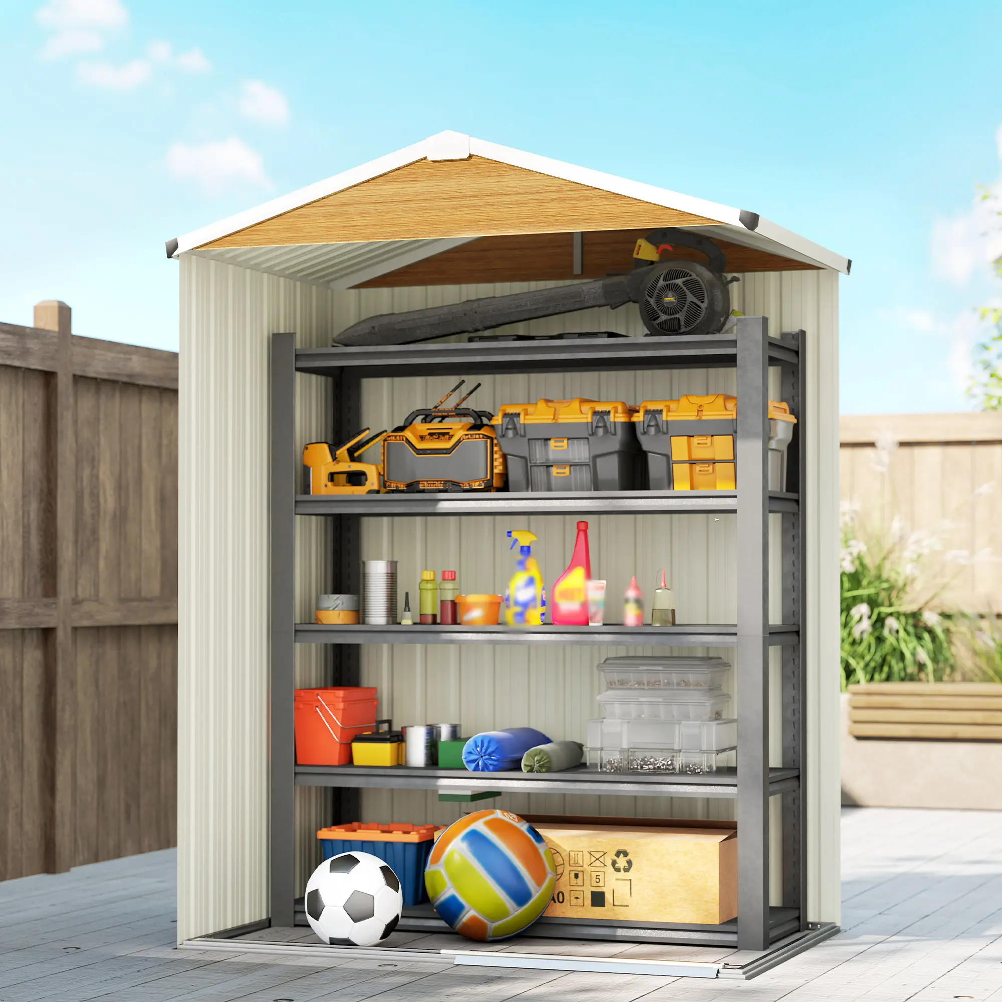 4.5 x 3ft Metal Garden Shed, Waterproof Outdoor Storage, Lockable Door - Image 7