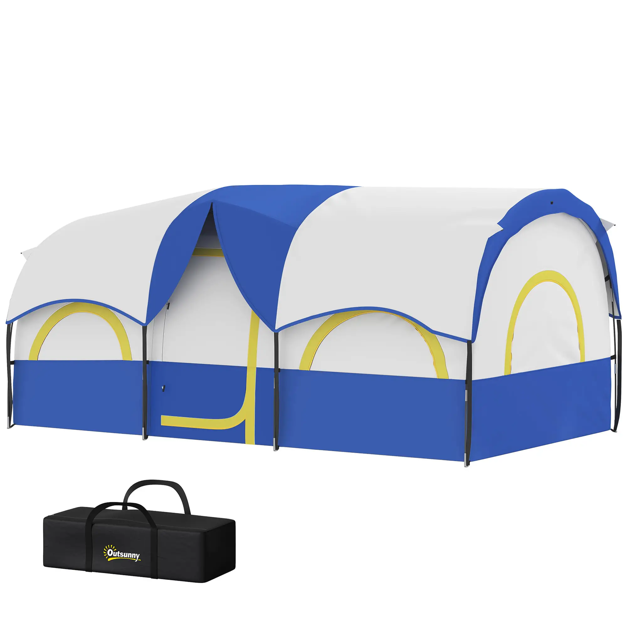 4-6 Person Camping Tent, 3 Room, 3000mm Waterproof, UPF30+, Blue
