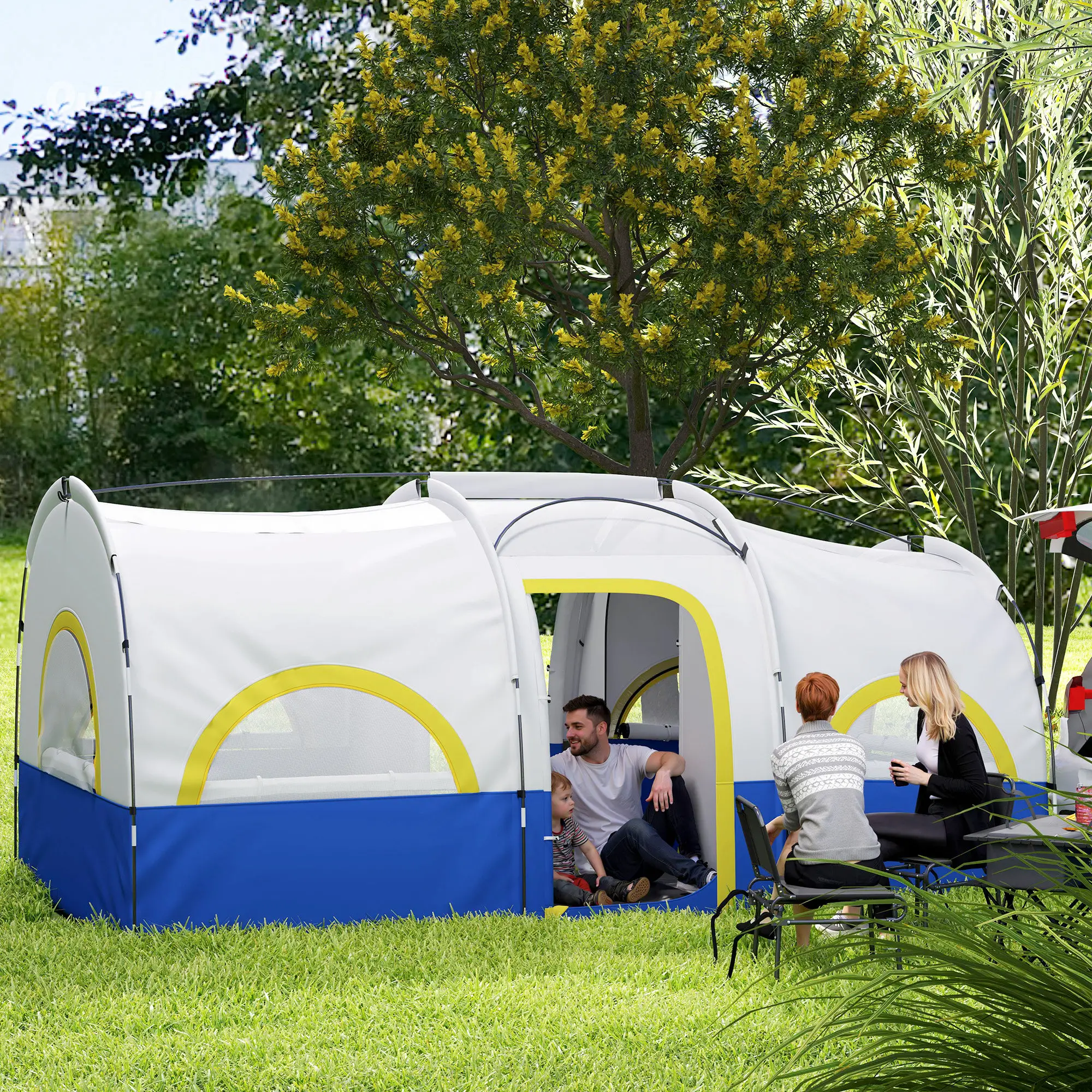 4-6 Person Camping Tent, 3 Room, 3000mm Waterproof, UPF30+, Blue - Image 2