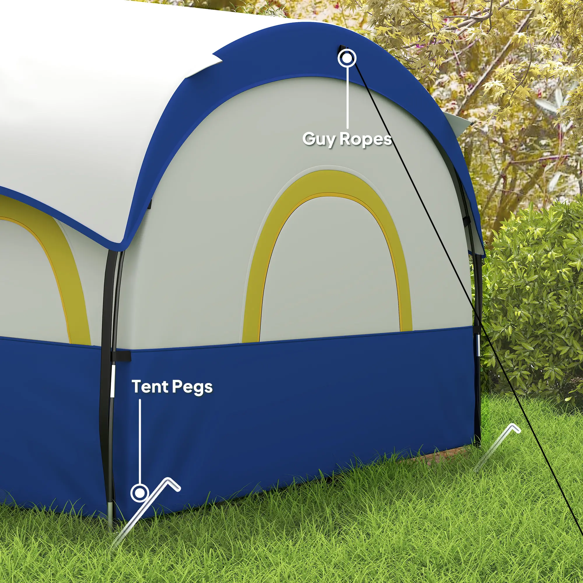 4-6 Person Camping Tent, 3 Room, 3000mm Waterproof, UPF30+, Blue - Image 9