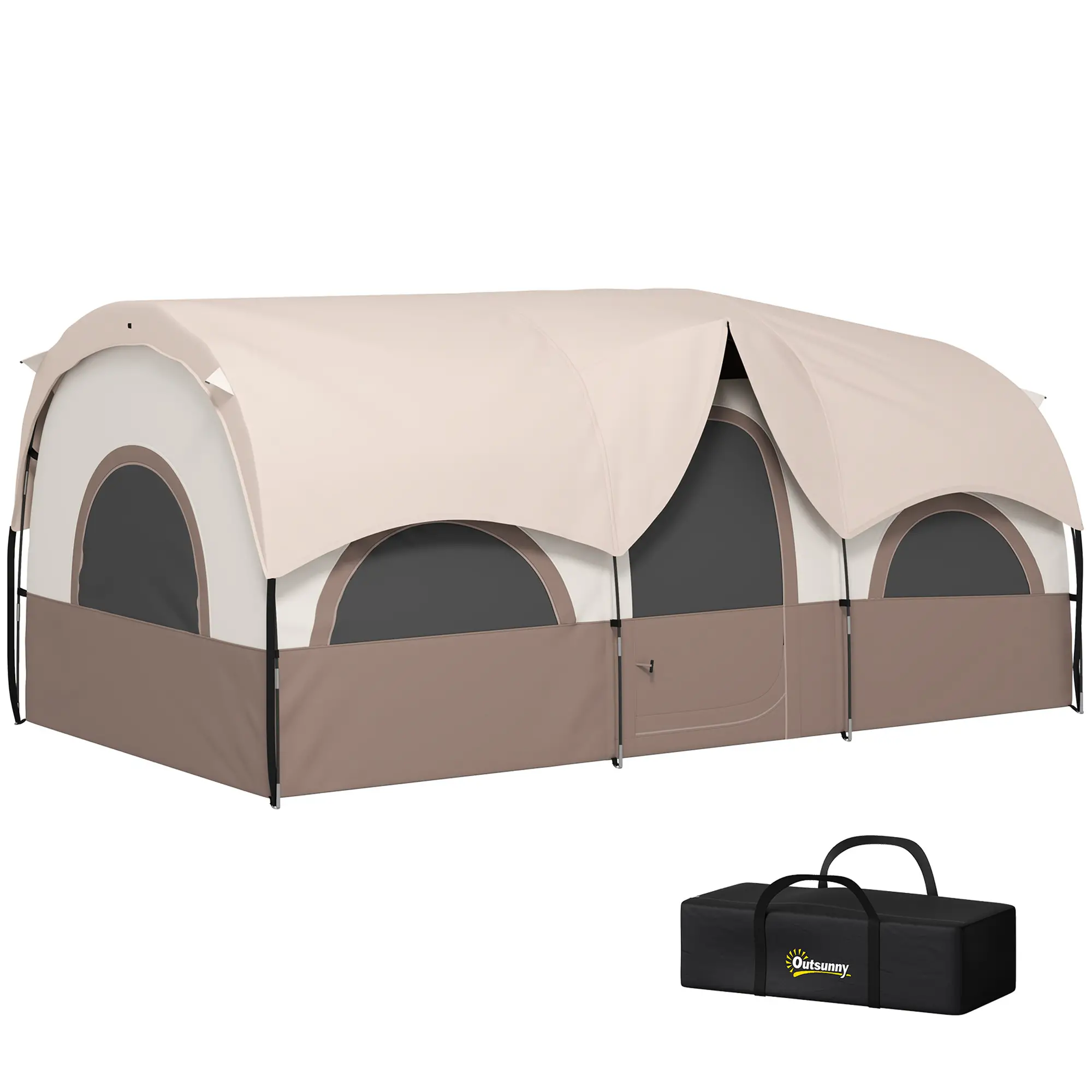 4-6 Person Camping Tent, 3 Room, 3000mm Waterproof, UPF30+, Khaki - Image 11
