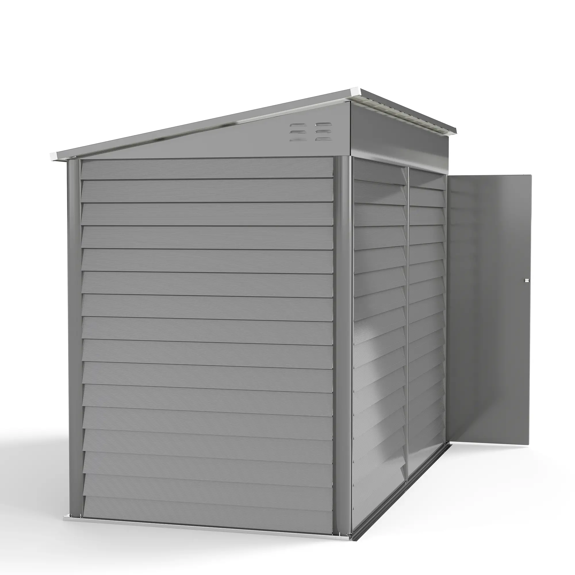 4.6' x 9' Steel Outdoor Storage Shed, Lean to, Lockable Doors, Grey - Image 13