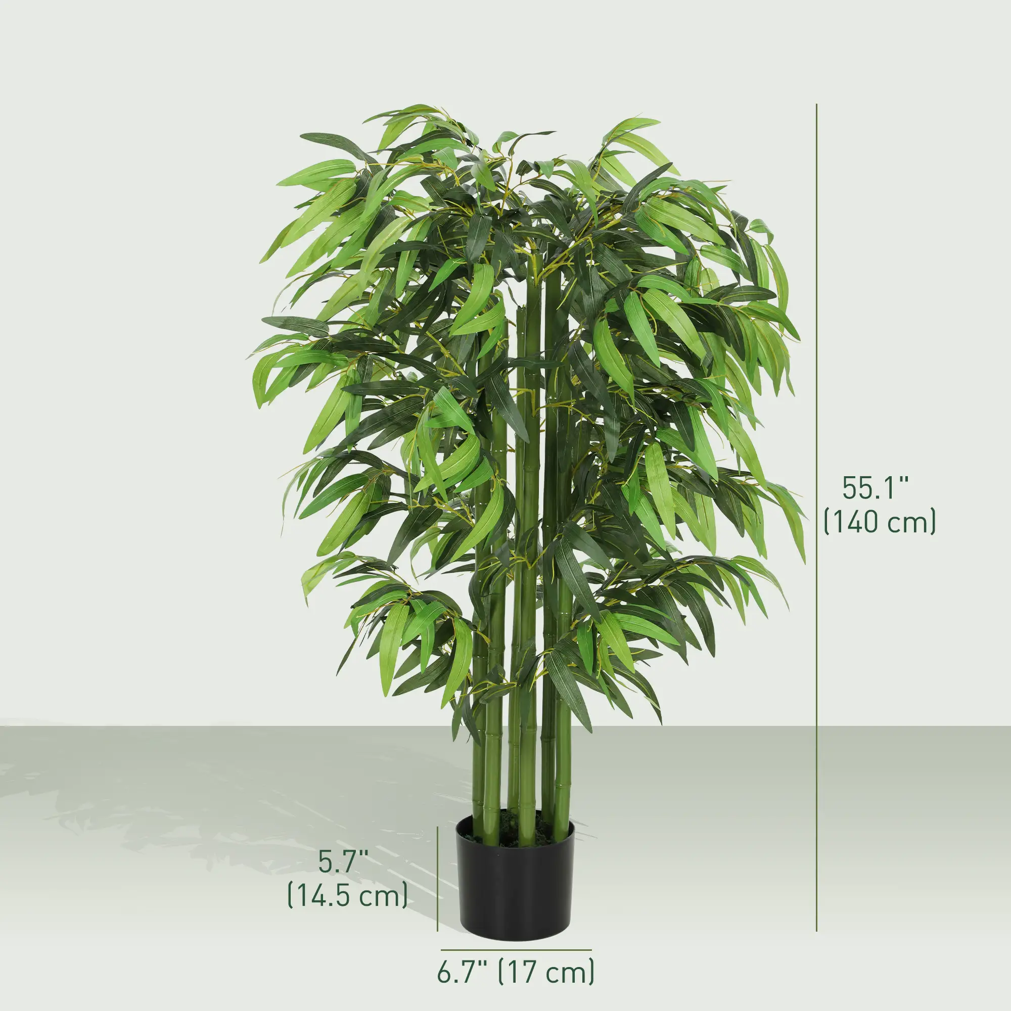 4.6FT Artificial Bamboo Tree Set, Decorative Faux Plant In Nursery Pot - Image 2