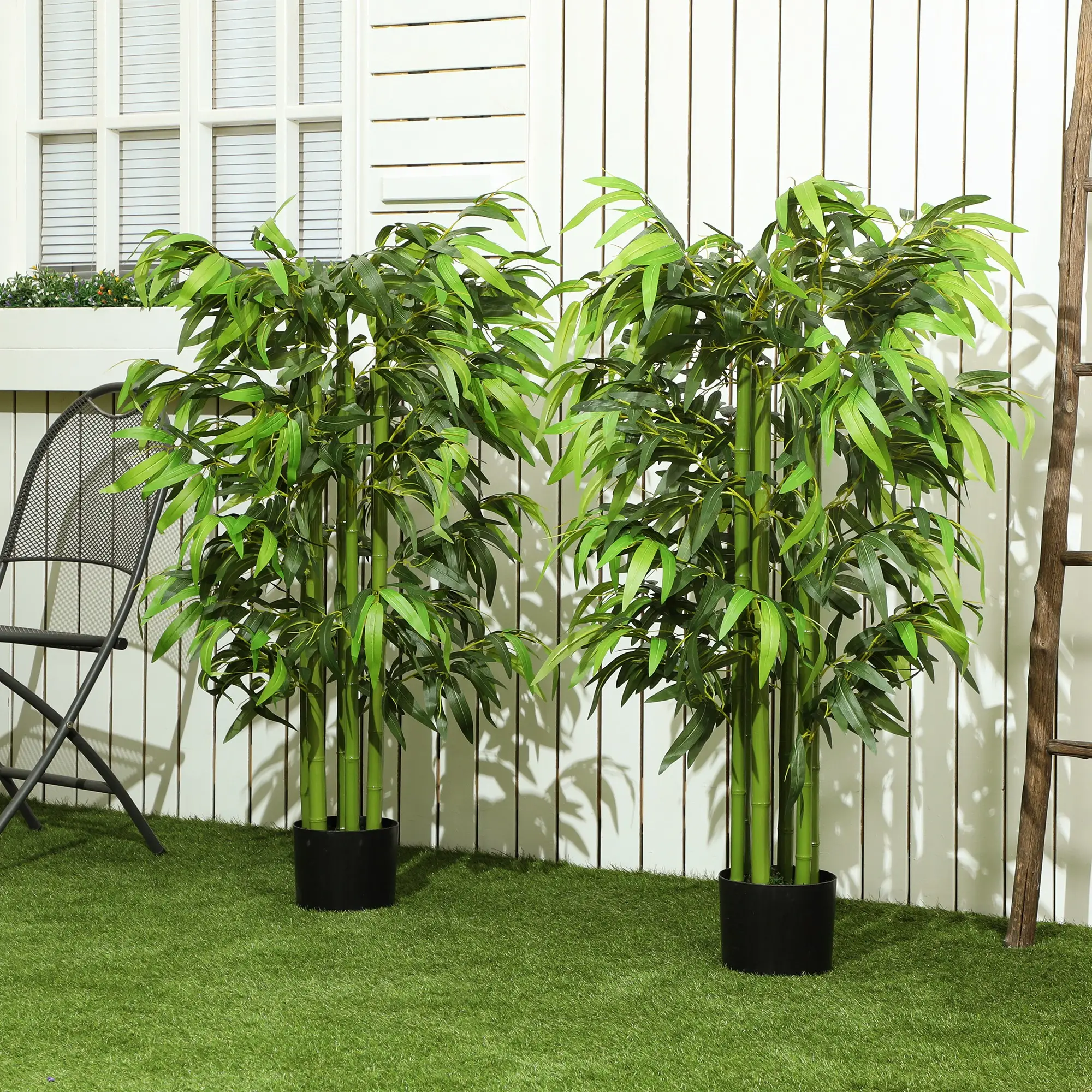 4.6FT Artificial Bamboo Tree Set, Decorative Faux Plant In Nursery Pot - Image 9