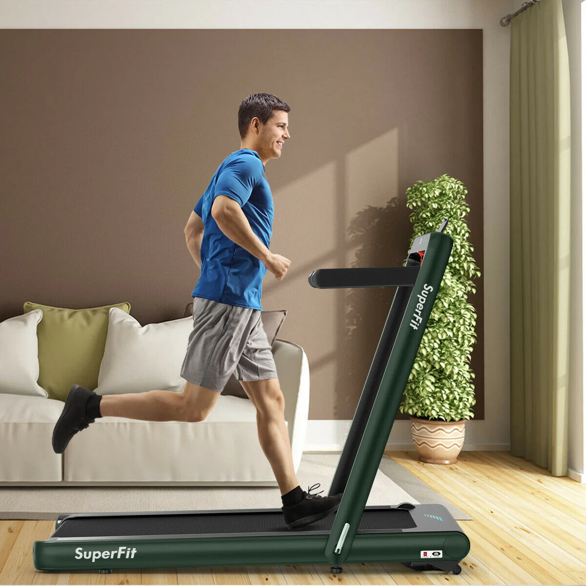 4.75HP 2 In 1 Folding Treadmill, Remote APP Control, Green - Image 2