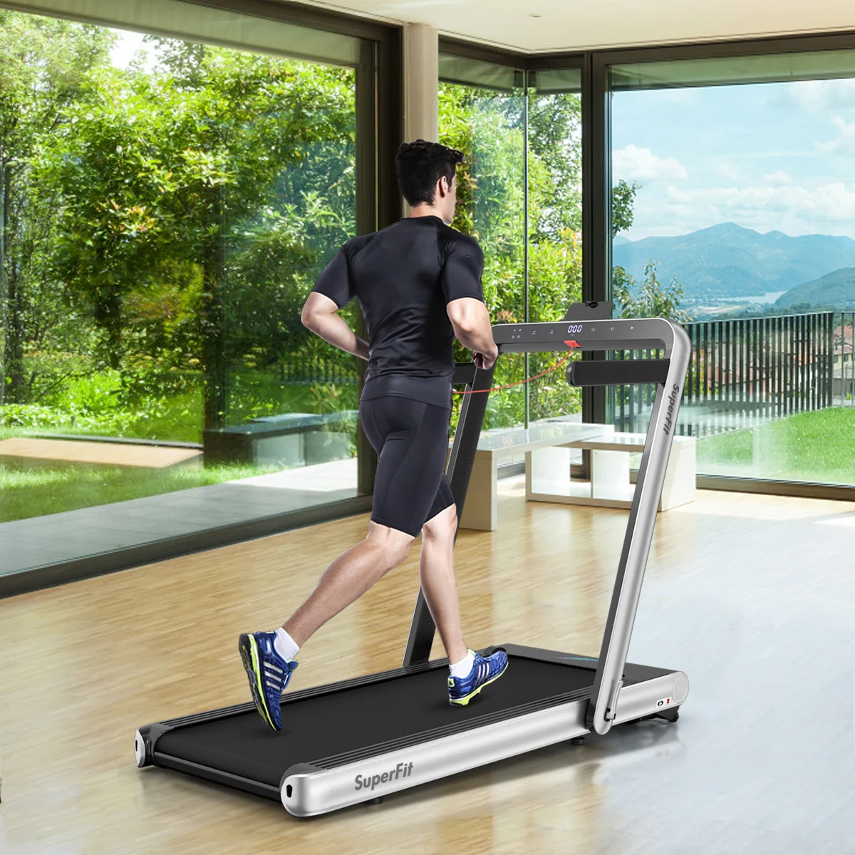 4.75HP 2 In 1 Folding Treadmill, Remote APP Control, Silver - Image 3