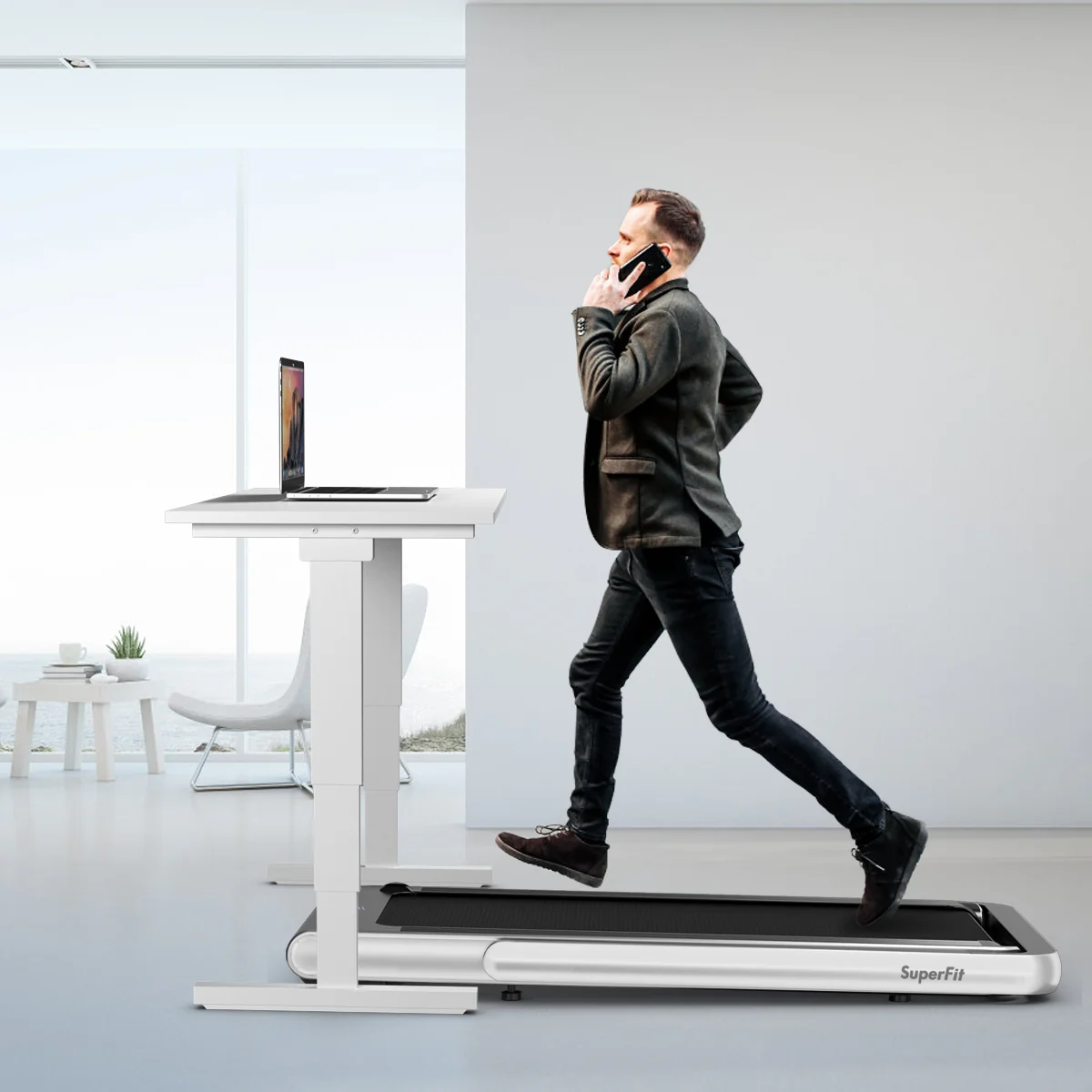 4.75HP 2 In 1 Folding Treadmill, Remote APP Control, Silver - Image 7