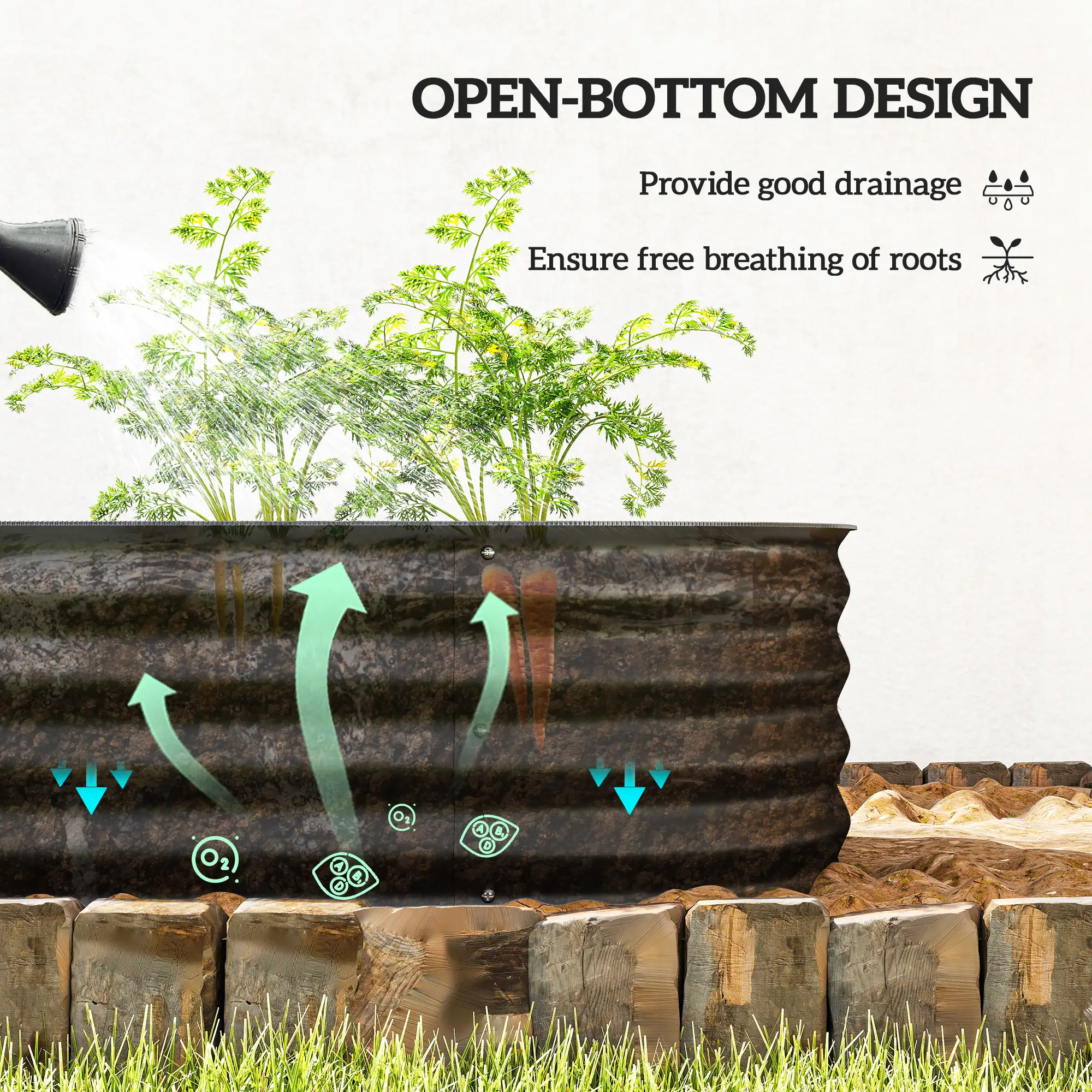 4.9 x 2 x 1ft Galvanized Raised Garden Bed Kit, Metal Planter Box, Black - Image 5