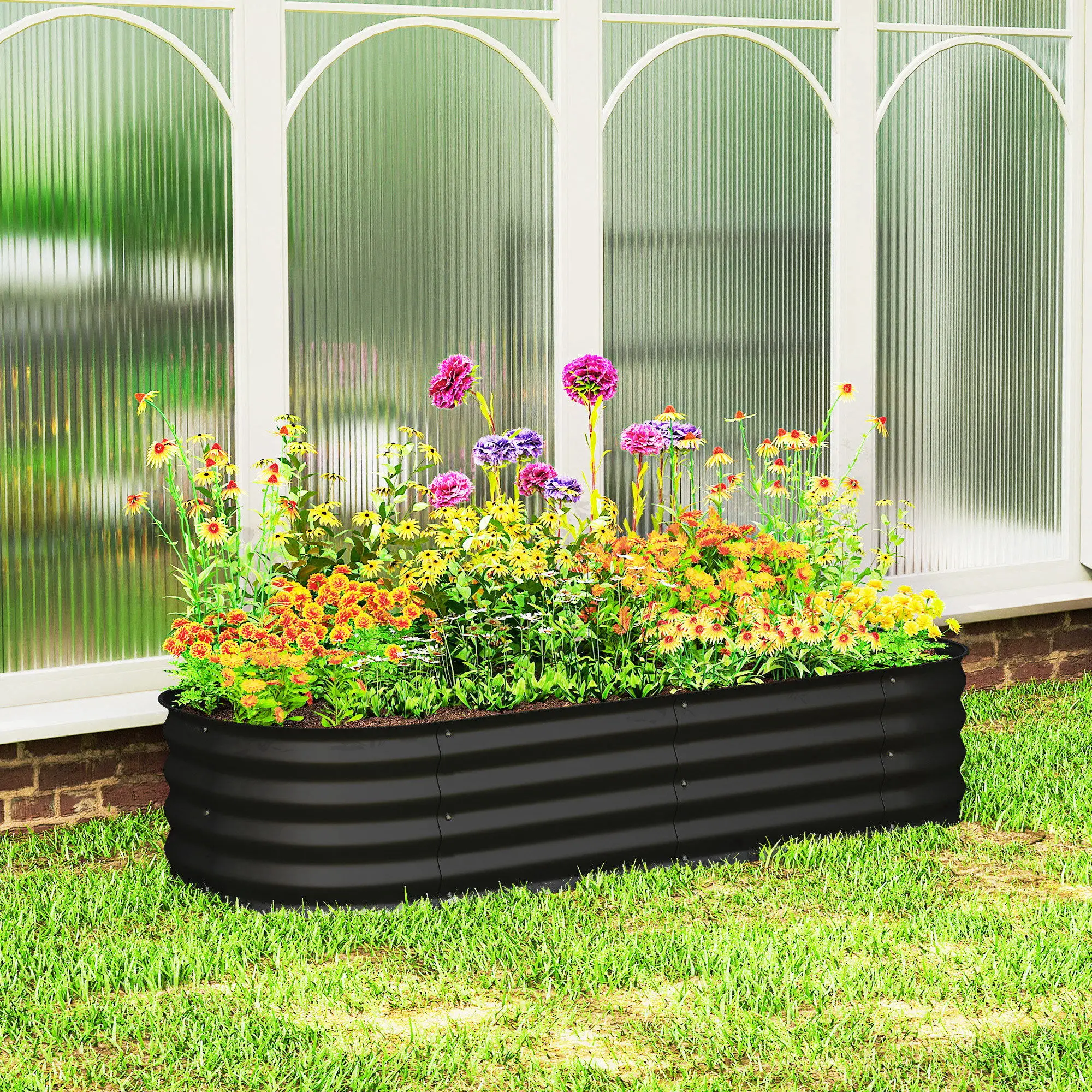 4.9 x 2 x 1ft Galvanized Raised Garden Bed Kit, Metal Planter Box, Black - Image 8