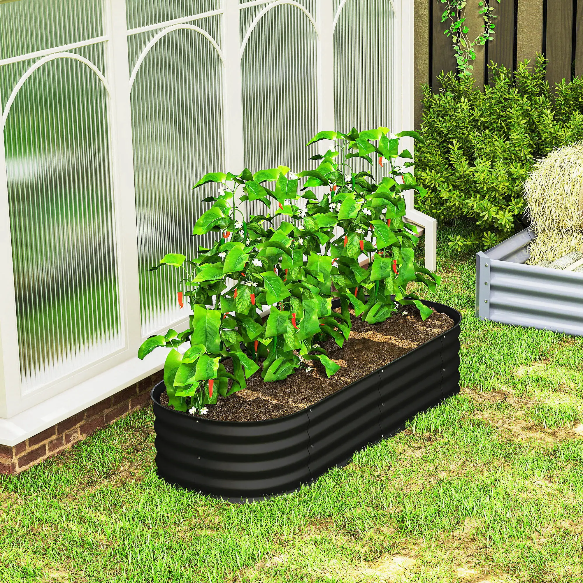 4.9 x 2 x 1ft Galvanized Raised Garden Bed Kit, Metal Planter Box, Black - Image 9