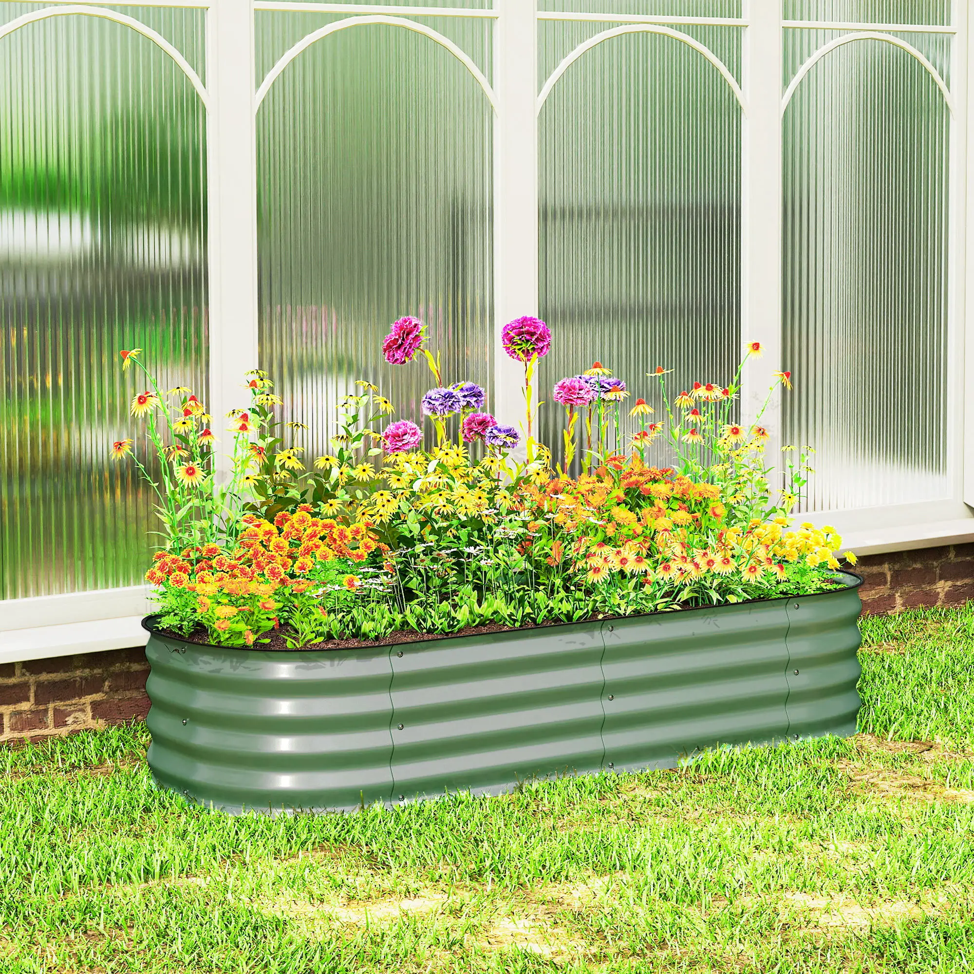 4.9 x 2 x 1ft Galvanized Raised Garden Bed Kit, Metal Planter Box, Green - Image 8