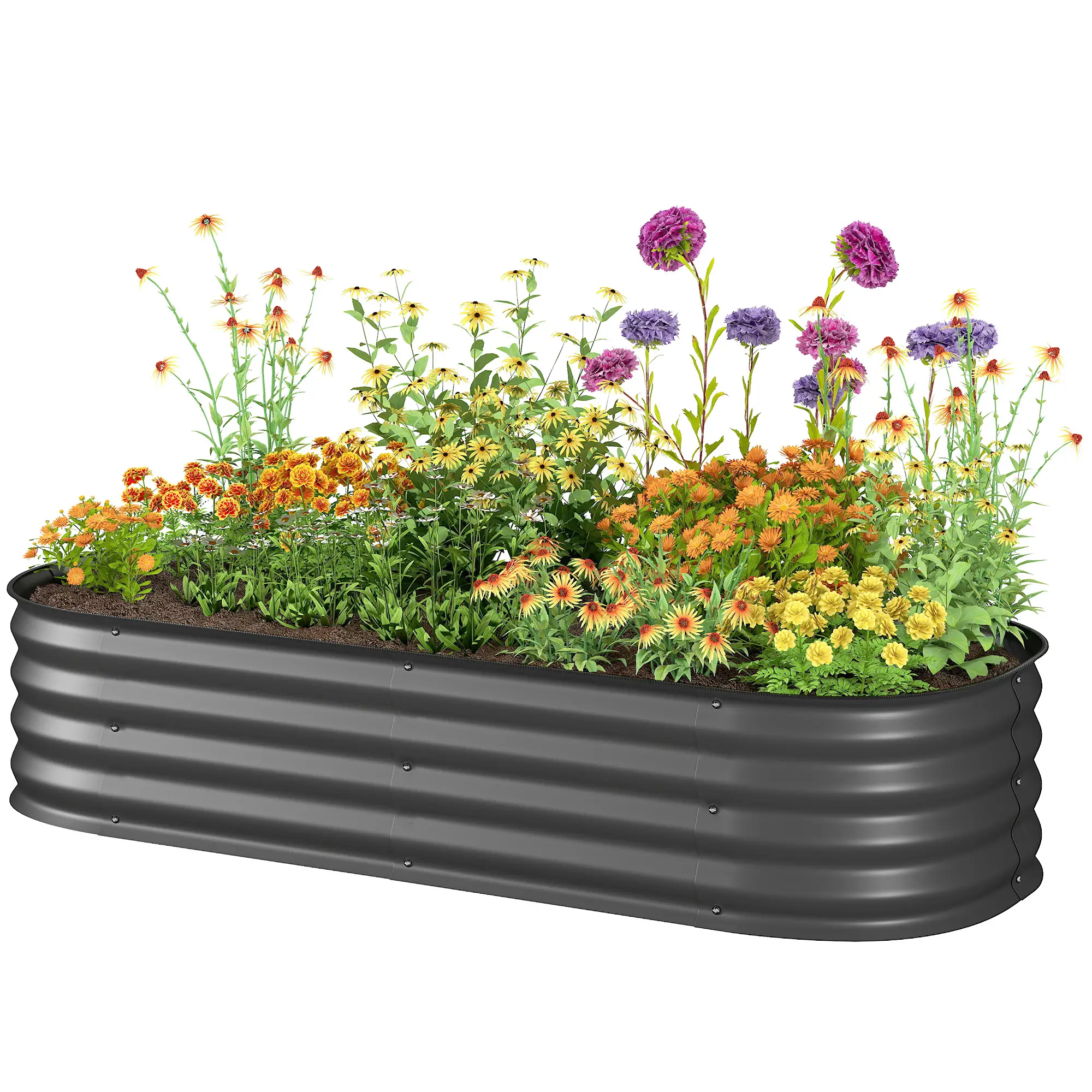4.9 x 2 x 1ft Galvanized Raised Garden Bed, Metal Planter Box, Dark Grey