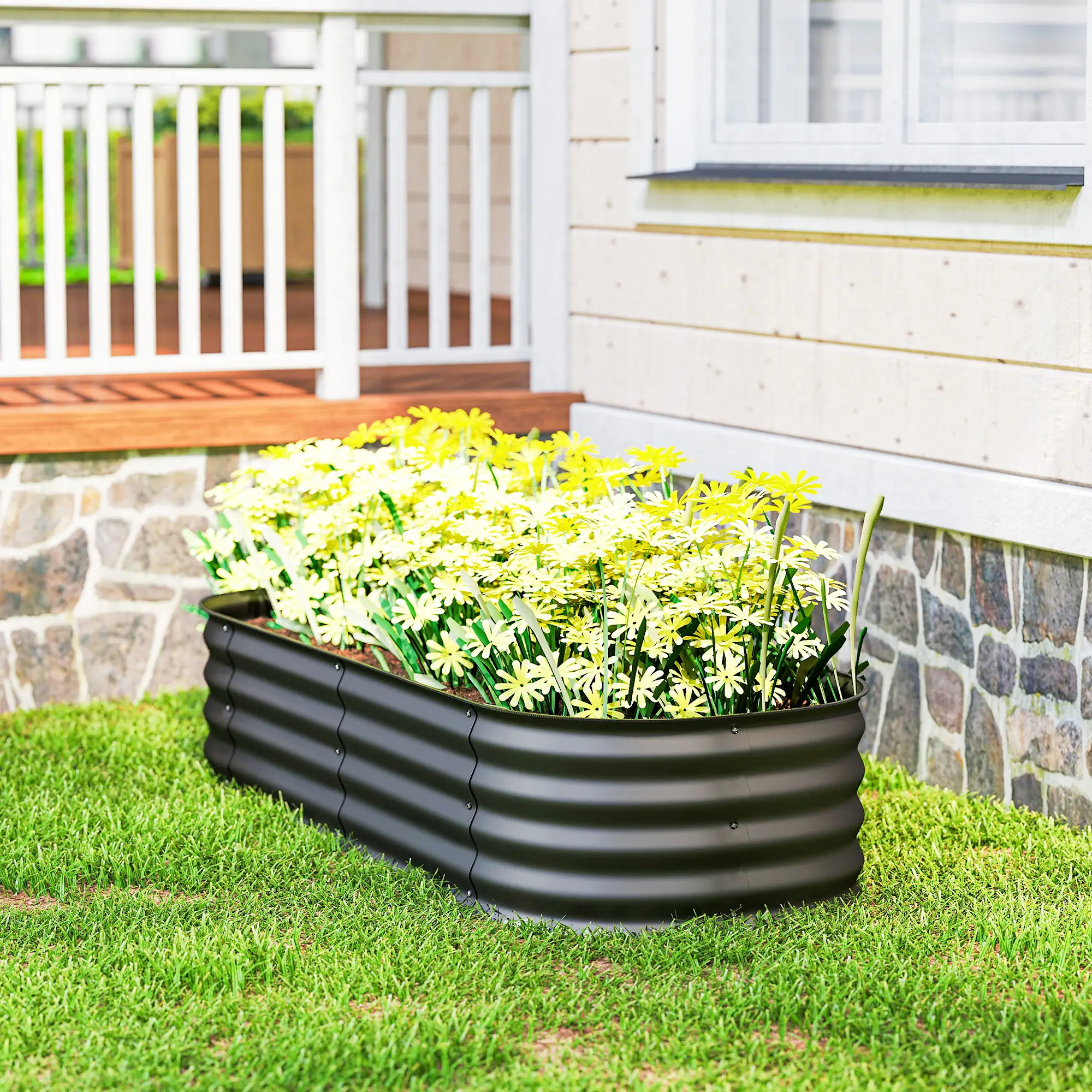 4.9 x 2 x 1ft Galvanized Raised Garden Bed, Metal Planter Box, Dark Grey - Image 9