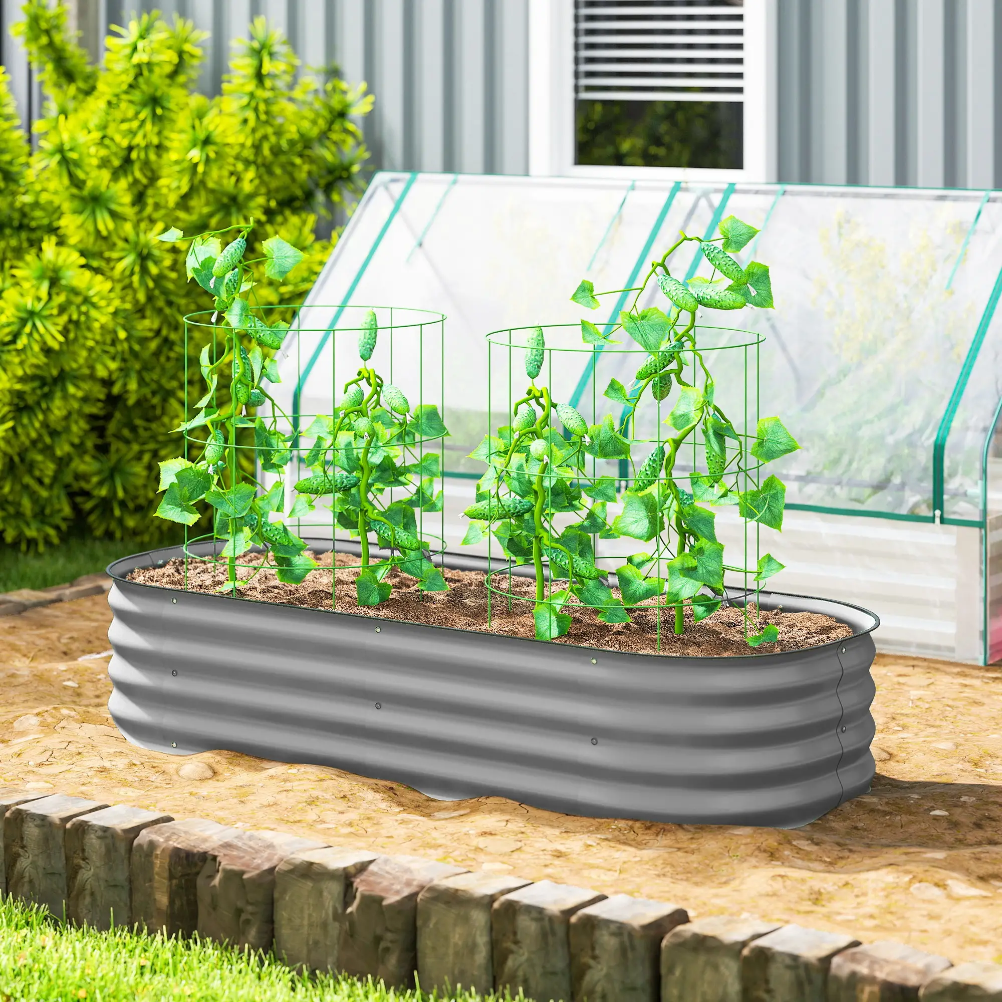 4.9 x 2 x 1ft Galvanized Raised Garden Bed, Metal Planter Box, Silver - Image 2