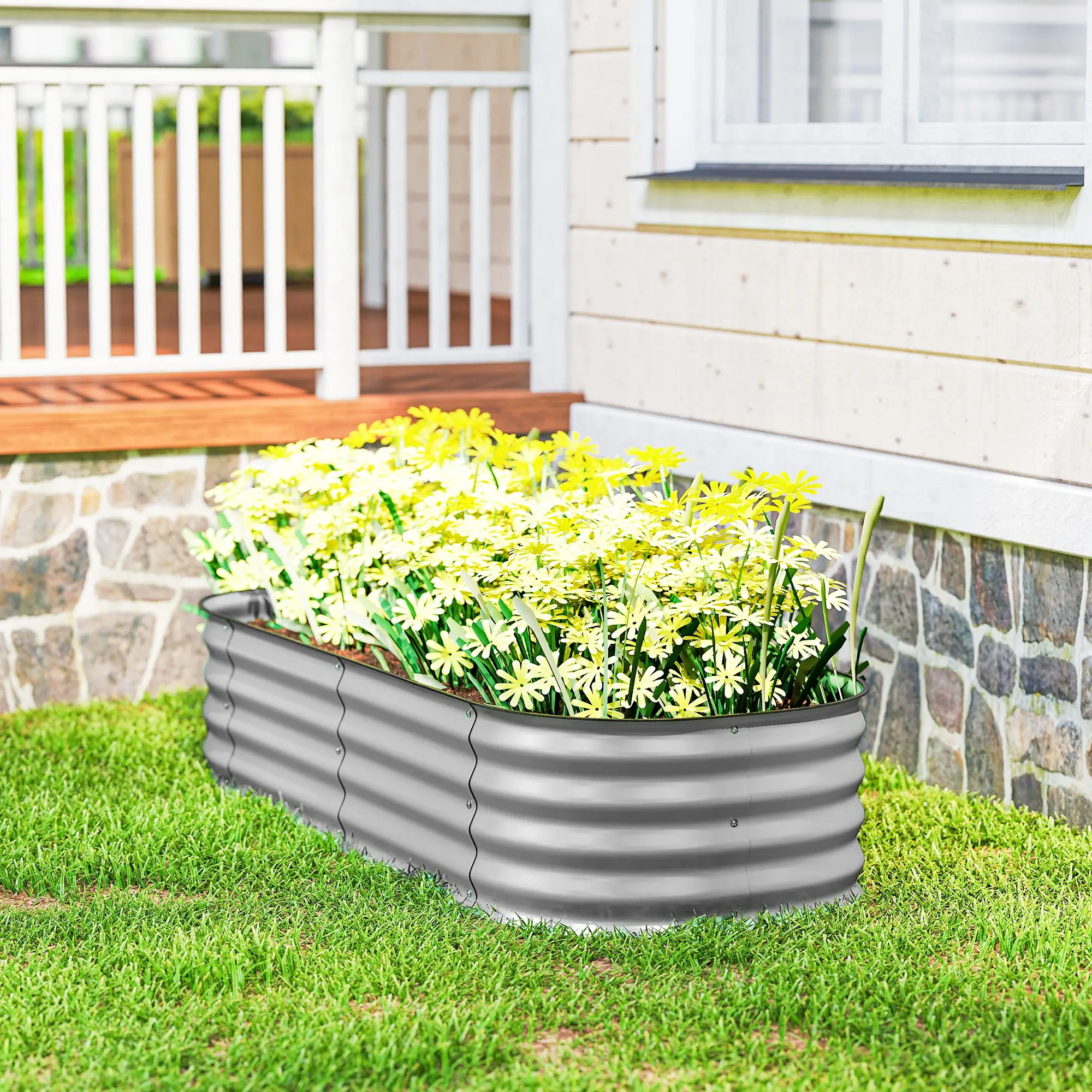 4.9 x 2 x 1ft Galvanized Raised Garden Bed, Metal Planter Box, Silver - Image 9