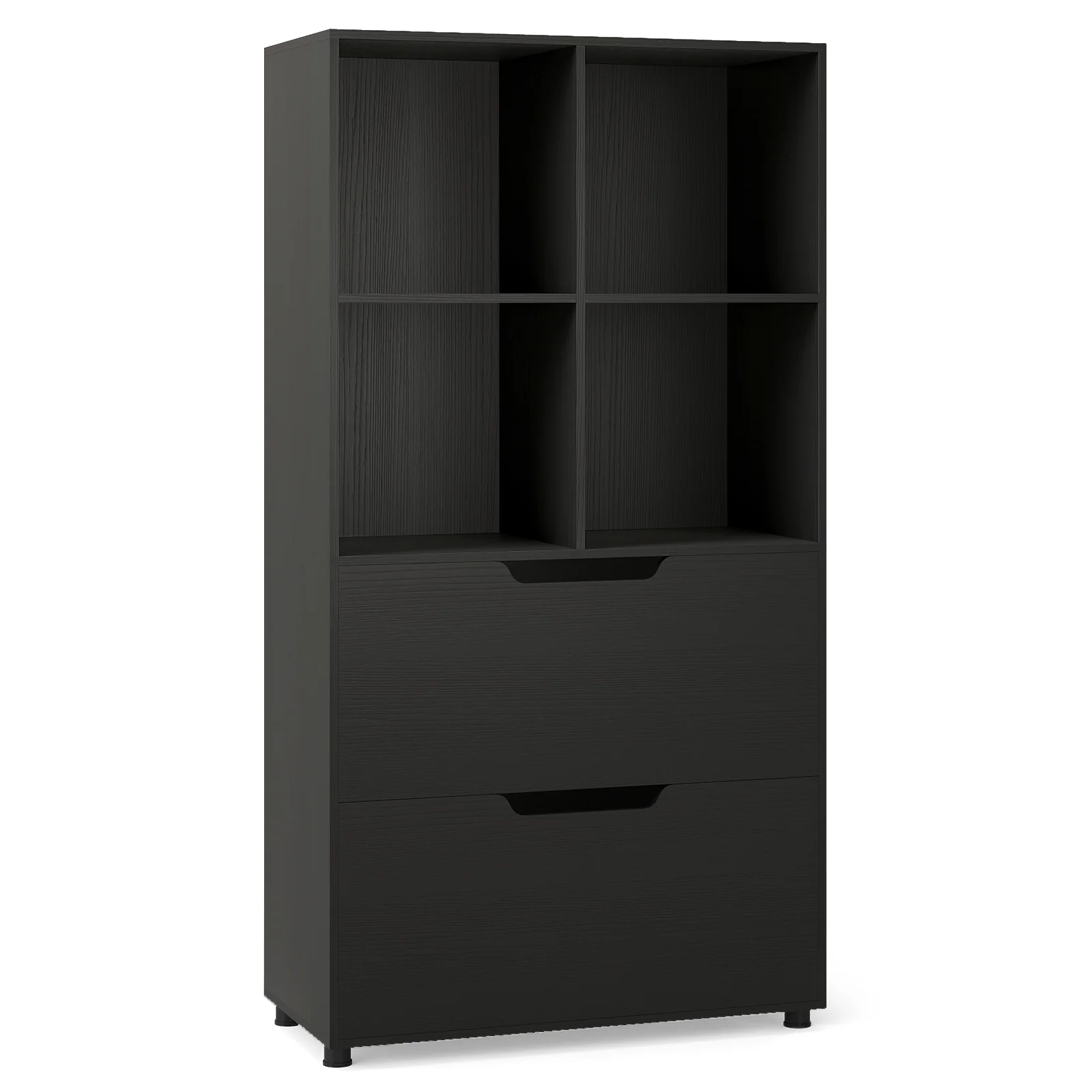 4-Cube Bookcase With 2 Drawers, 51 Inch, Black - Image 5