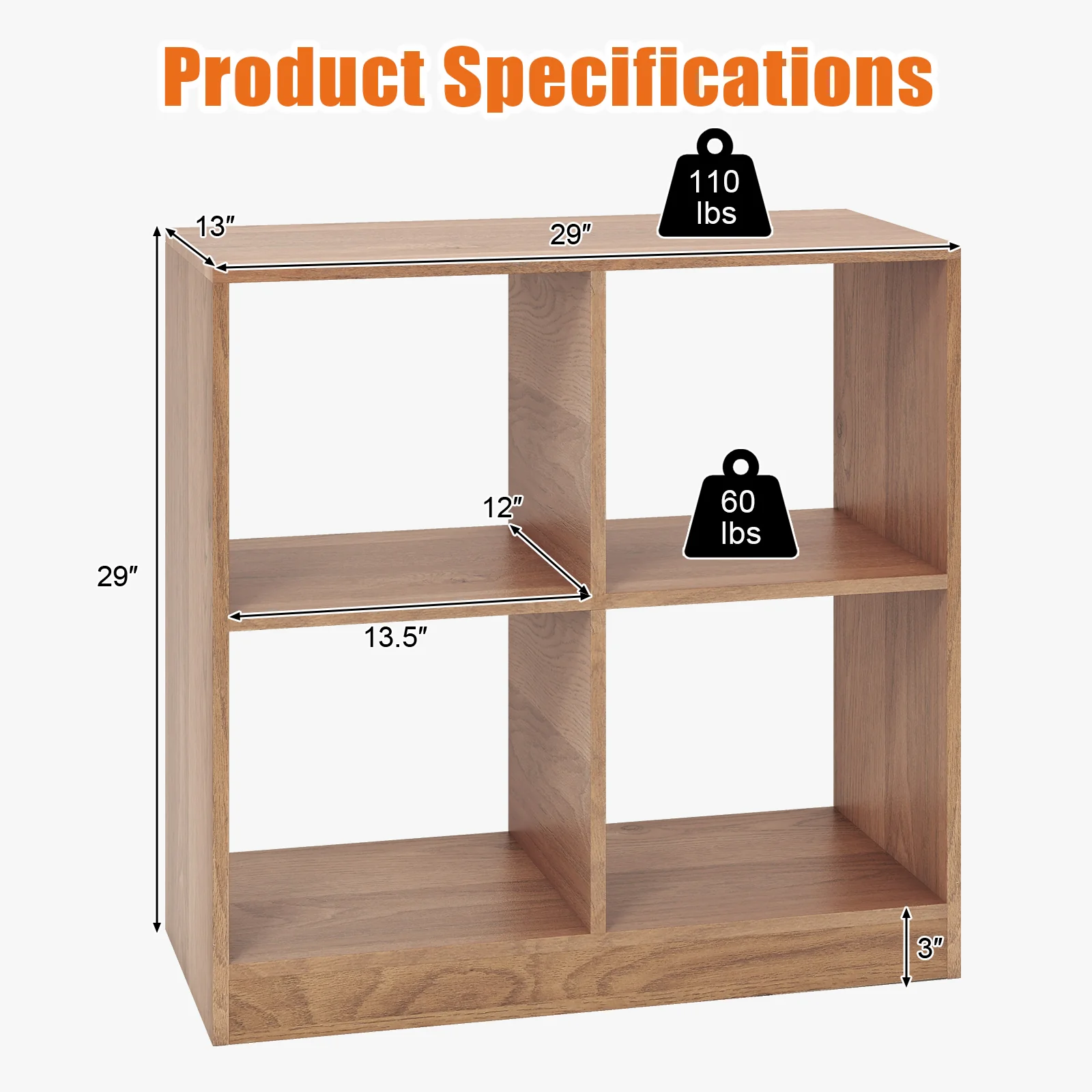 4-Cube Kids Bookcase, Open Shelves, Natural - Image 6