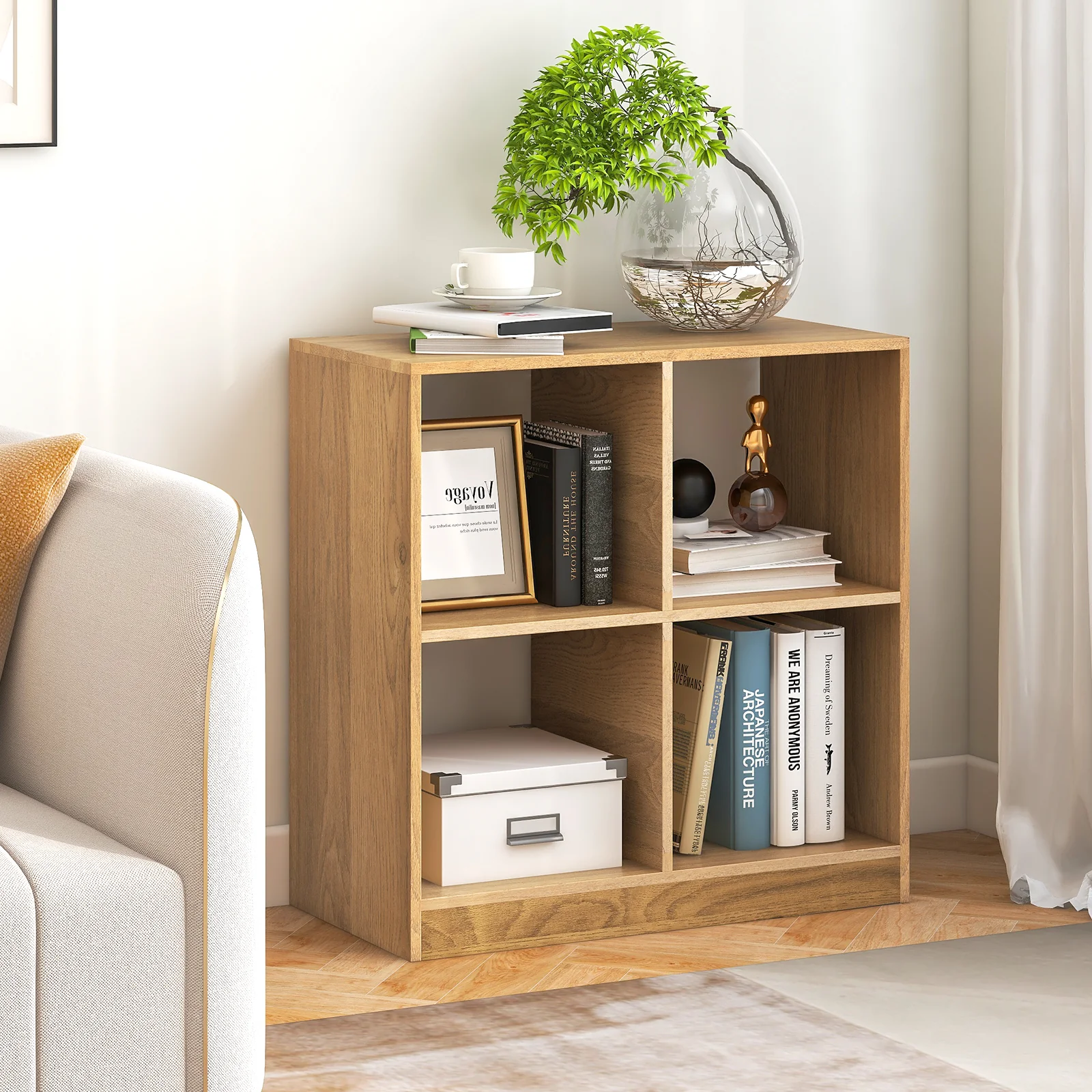 4-Cube Kids Bookcase, Open Shelves, Natural - Image 7