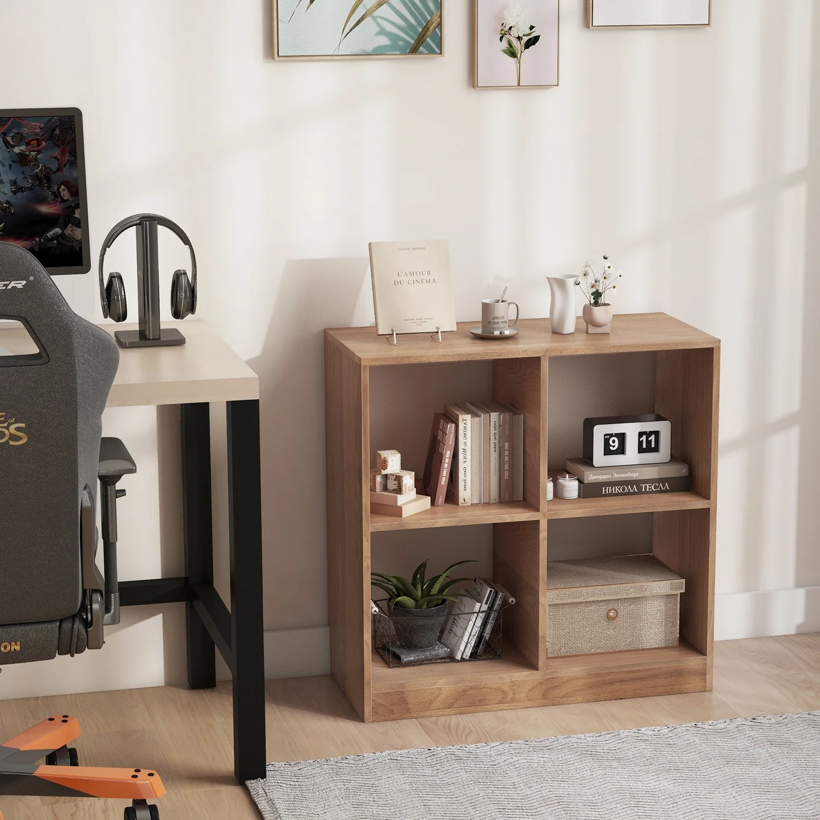4-Cube Kids Bookcase, Open Shelves, Natural - Image 8