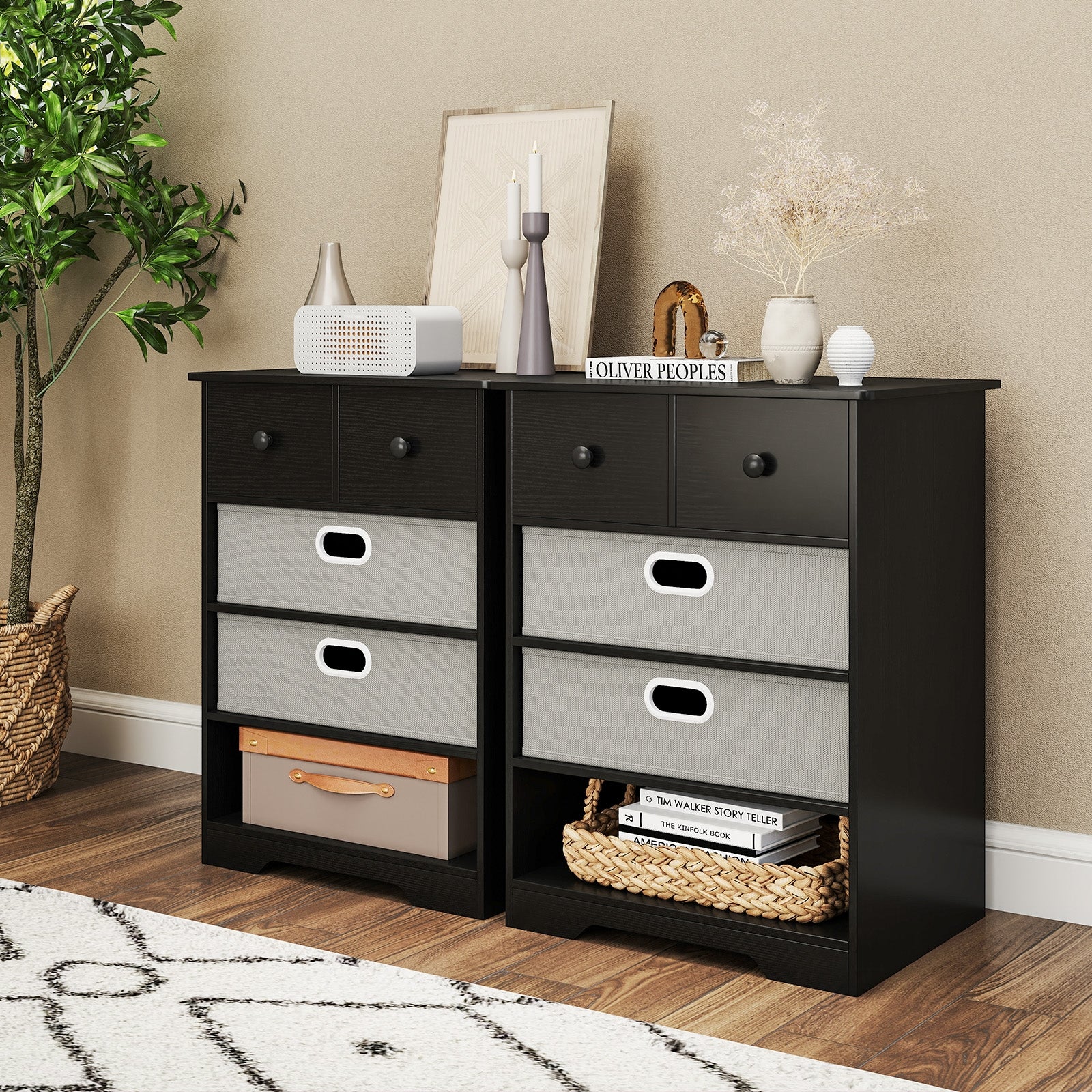 4-Drawer Dresser, Modern Chest Storage Organizer, Black - Image 3