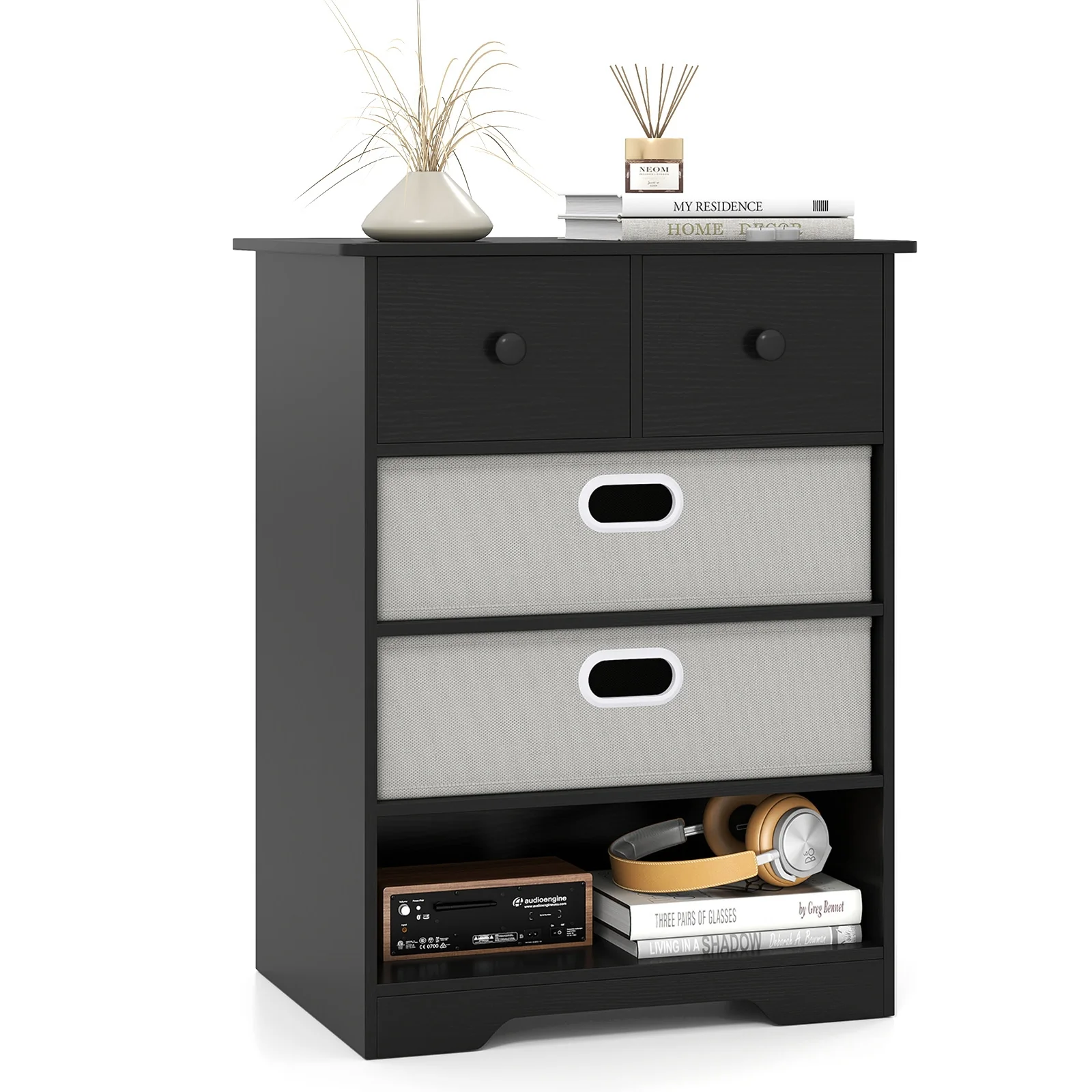 4-Drawer Dresser, Modern Chest Storage Organizer, Black - Image 5