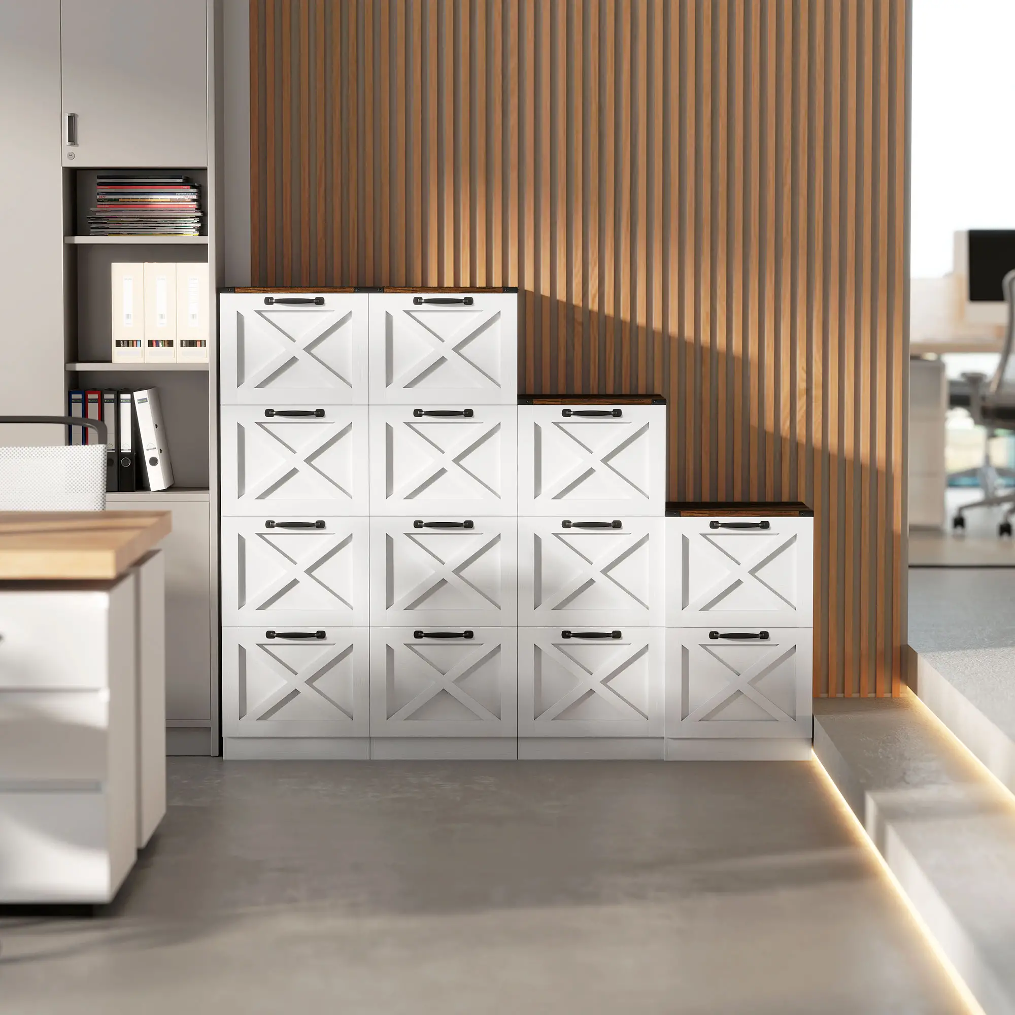 4 Drawer File Cabinet, Vertical Farmhouse Filing Cabinet, White - Image 10