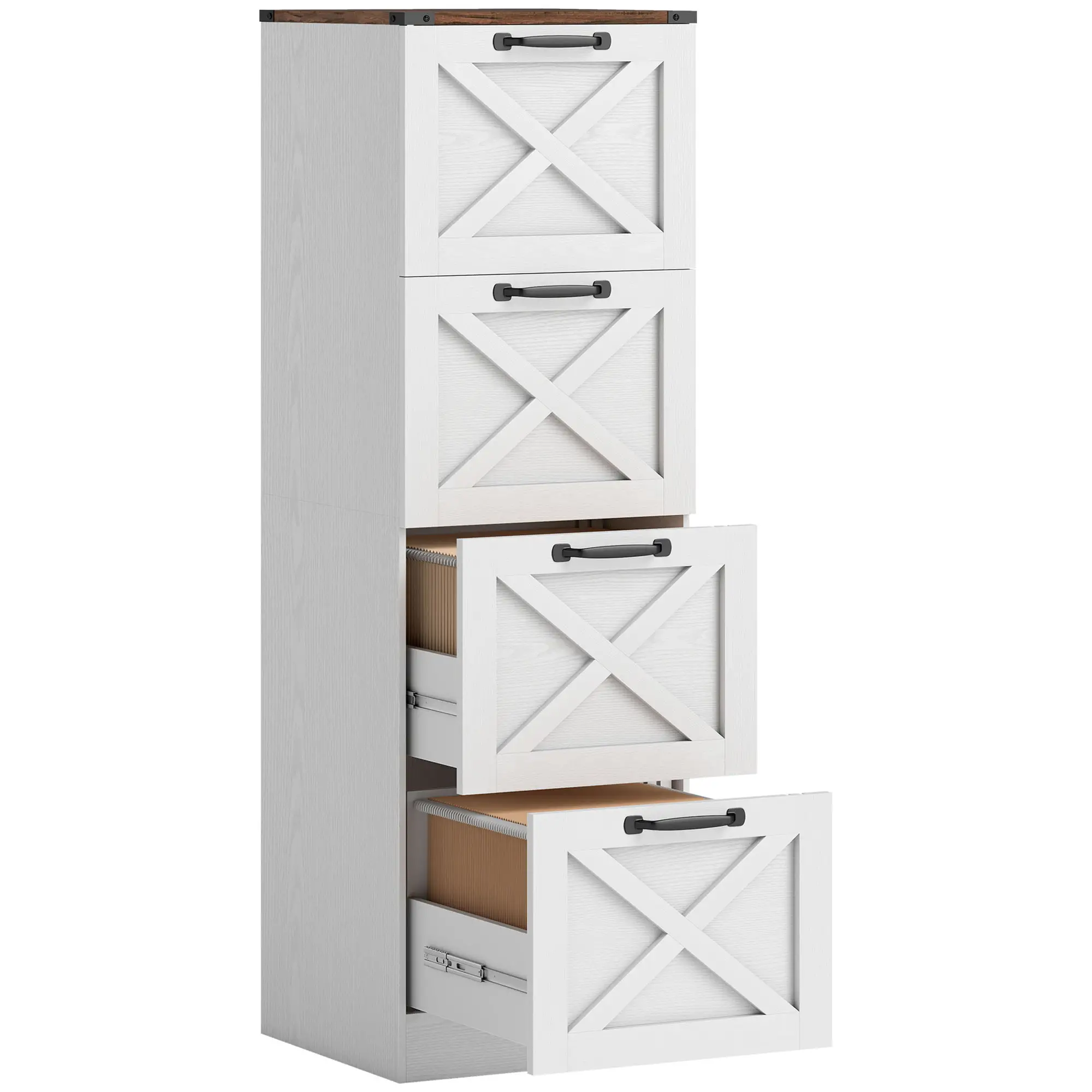 4 Drawer File Cabinet, Vertical Farmhouse Filing Cabinet, White - Image 11