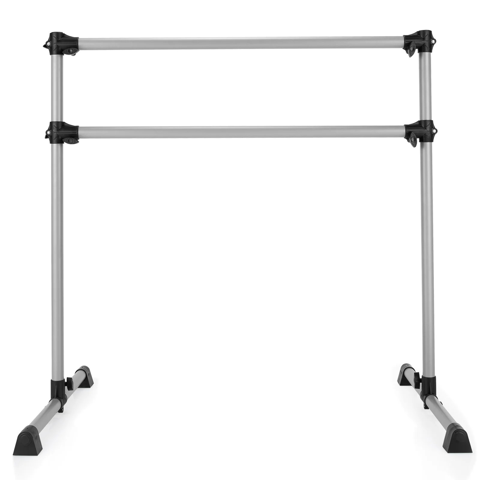 4 Feet Portable Double Freestanding Barre, Silver - Image 4