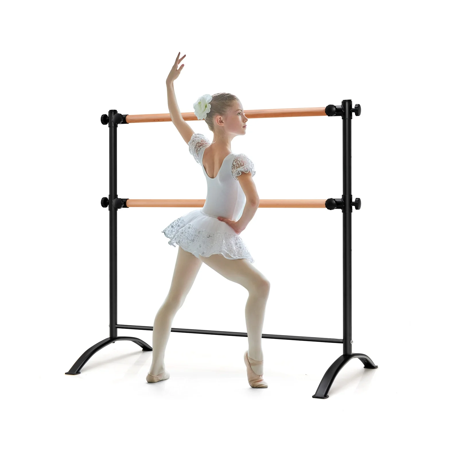 4 Foot Portable Freestanding Double Ballet Barre, Black