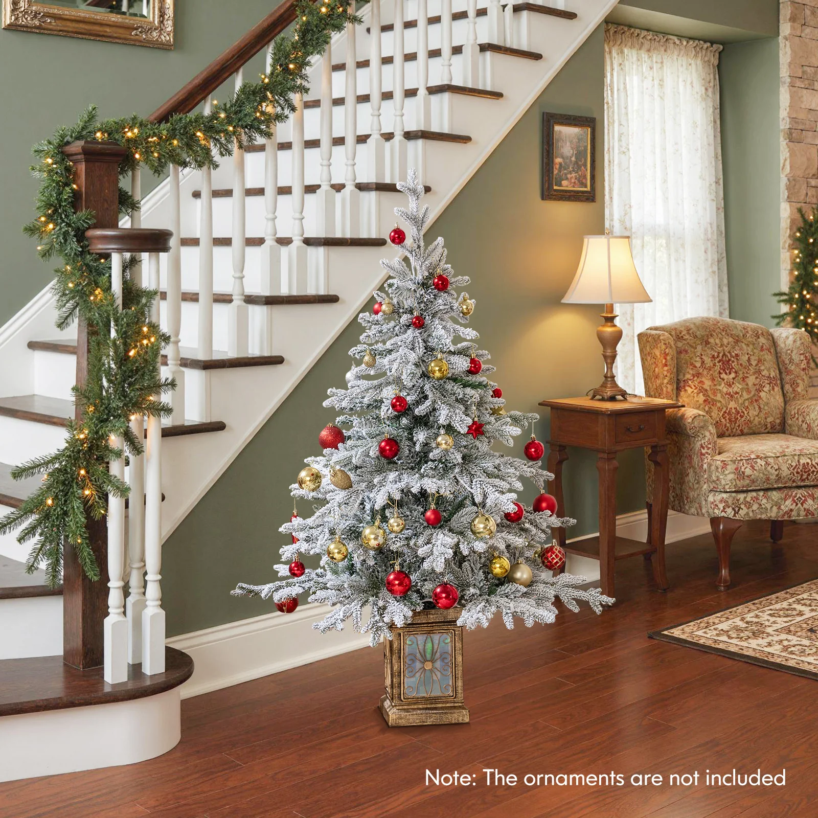 4 FT Artificial Christmas Tree Potted Xmas Tree with 180 Branch Tips Holiday Decoration Tree-Set of 1 - Image 2
