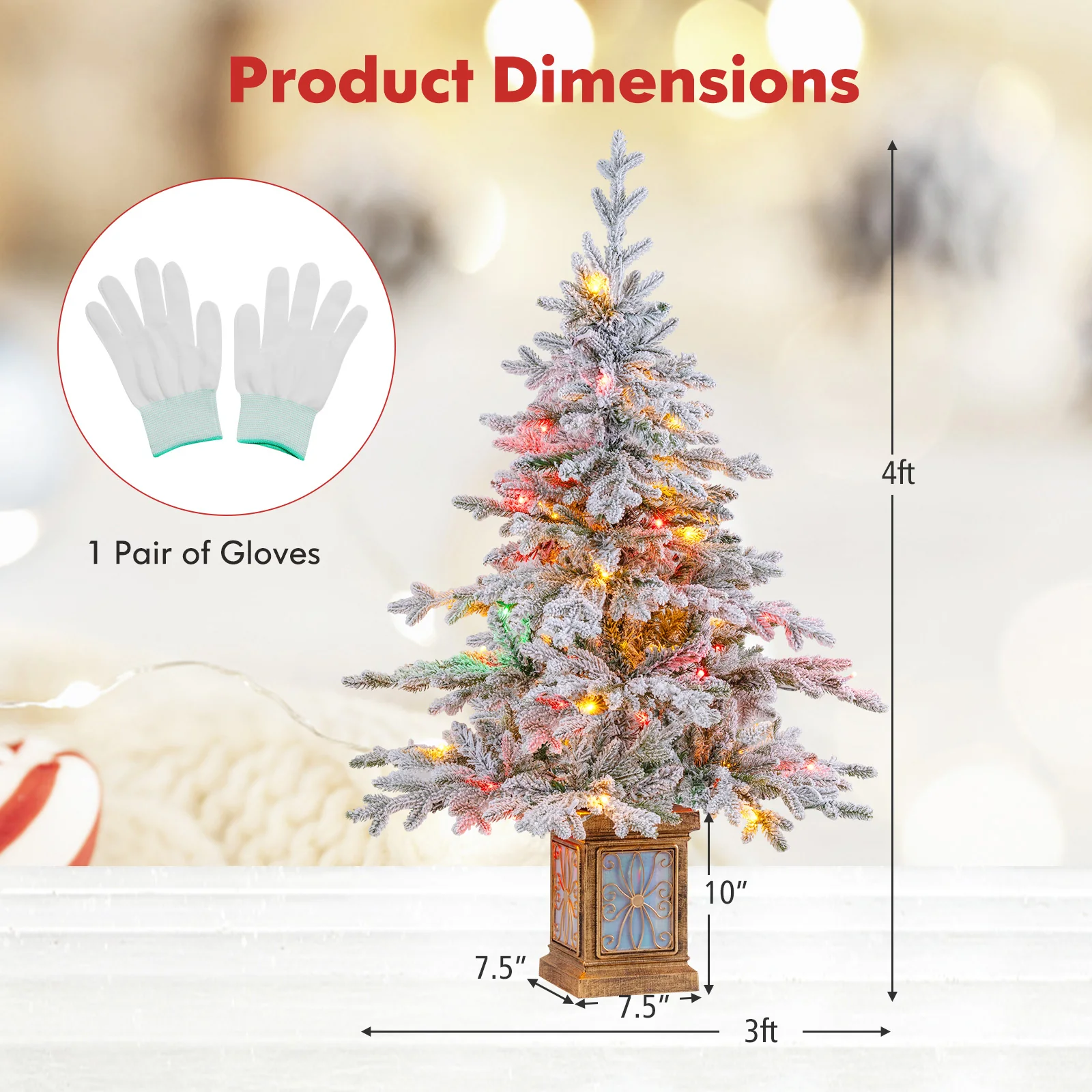 4 FT Artificial Christmas Tree Potted Xmas Tree with 180 Branch Tips Holiday Decoration Tree-Set of 1 - Image 4