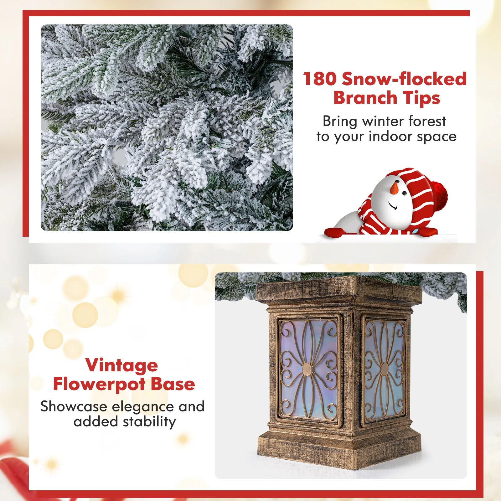 4 FT Artificial Christmas Tree Potted Xmas Tree with 180 Branch Tips Holiday Decoration Tree-Set of 1 - Image 6