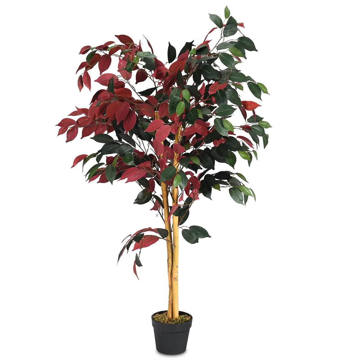 4 Ft Artificial Ficus Tree, Nursery Pot, Red - Image 4