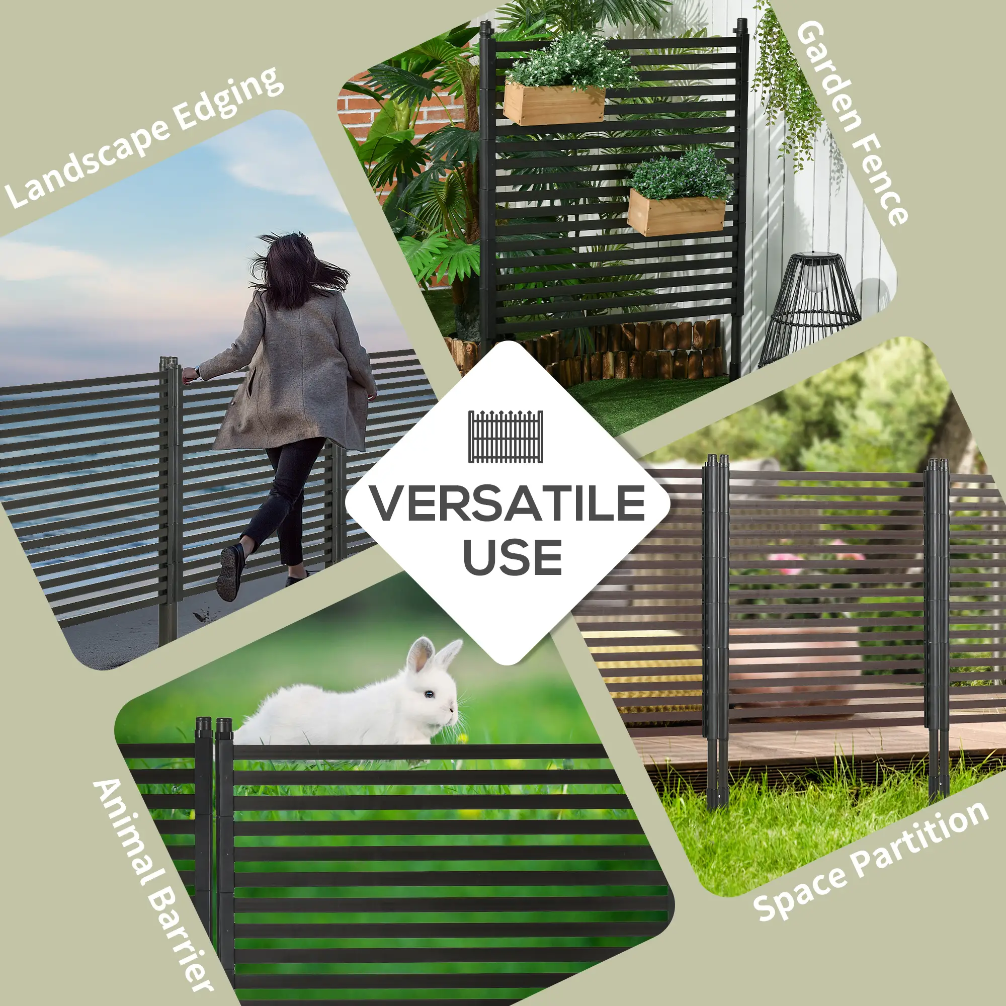 4 FT Outdoor Privacy Screen, 2 Standing Ways, Metal Animal Barrier, Brown - Image 5