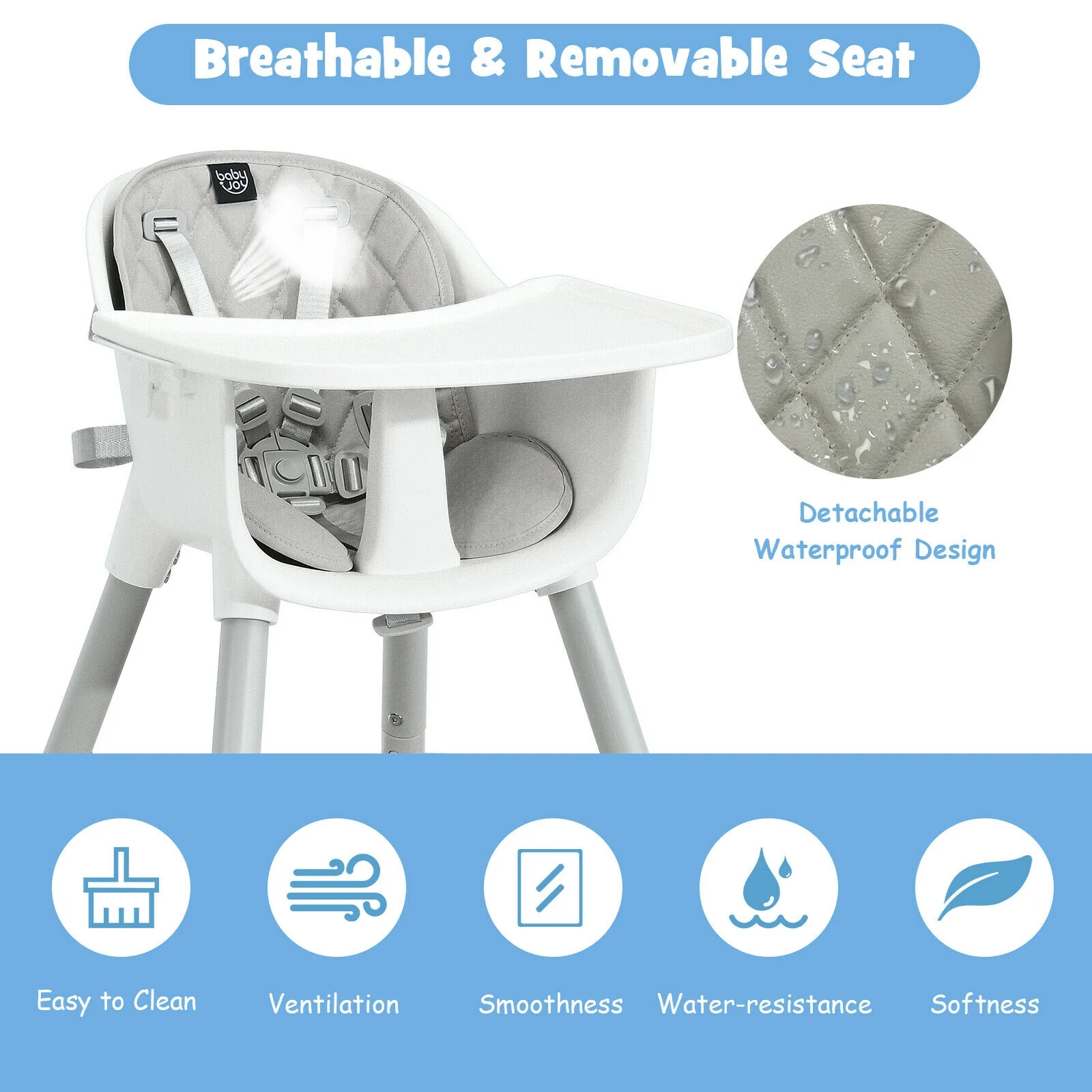 4-In-1 Baby Convertible Toddler Table Chair Set, Gray - Image 10