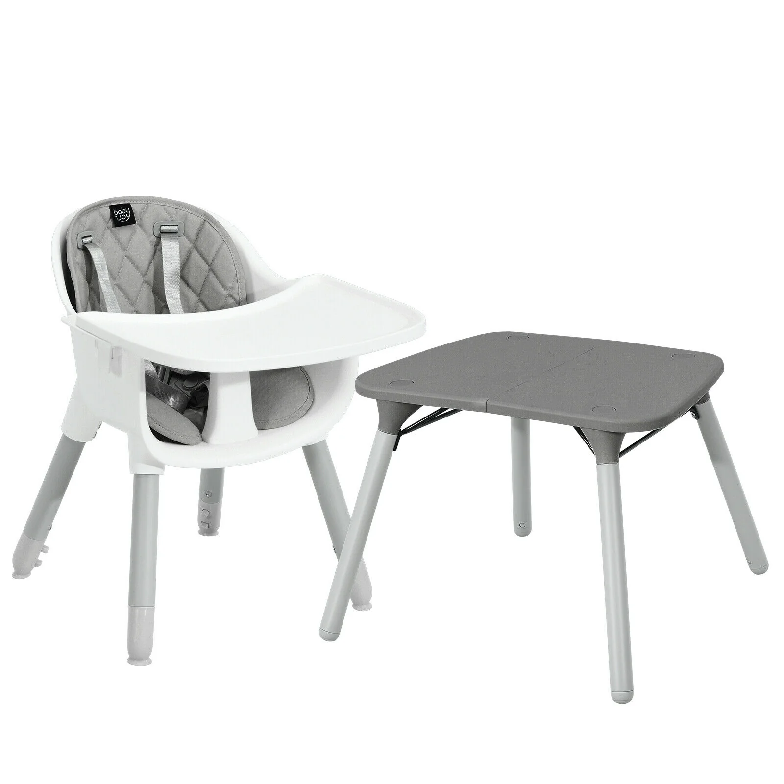 4-In-1 Baby Convertible Toddler Table Chair Set, Gray - Image 5